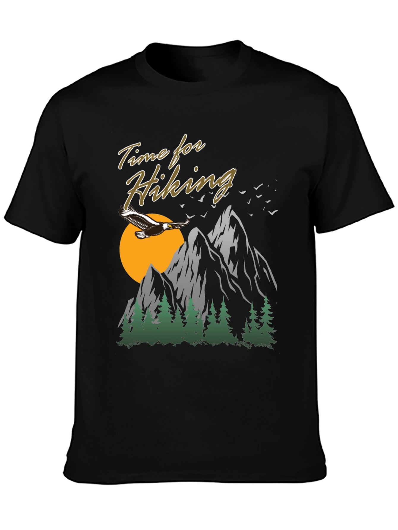 Black Time For Hiking Graphic Tee | Outdoor Adventure Shirt view 3
