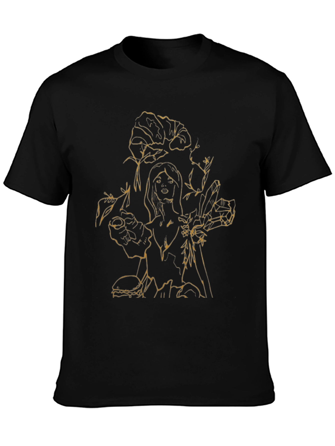 Black Floral & Woman Graphic Tee - Black view 3