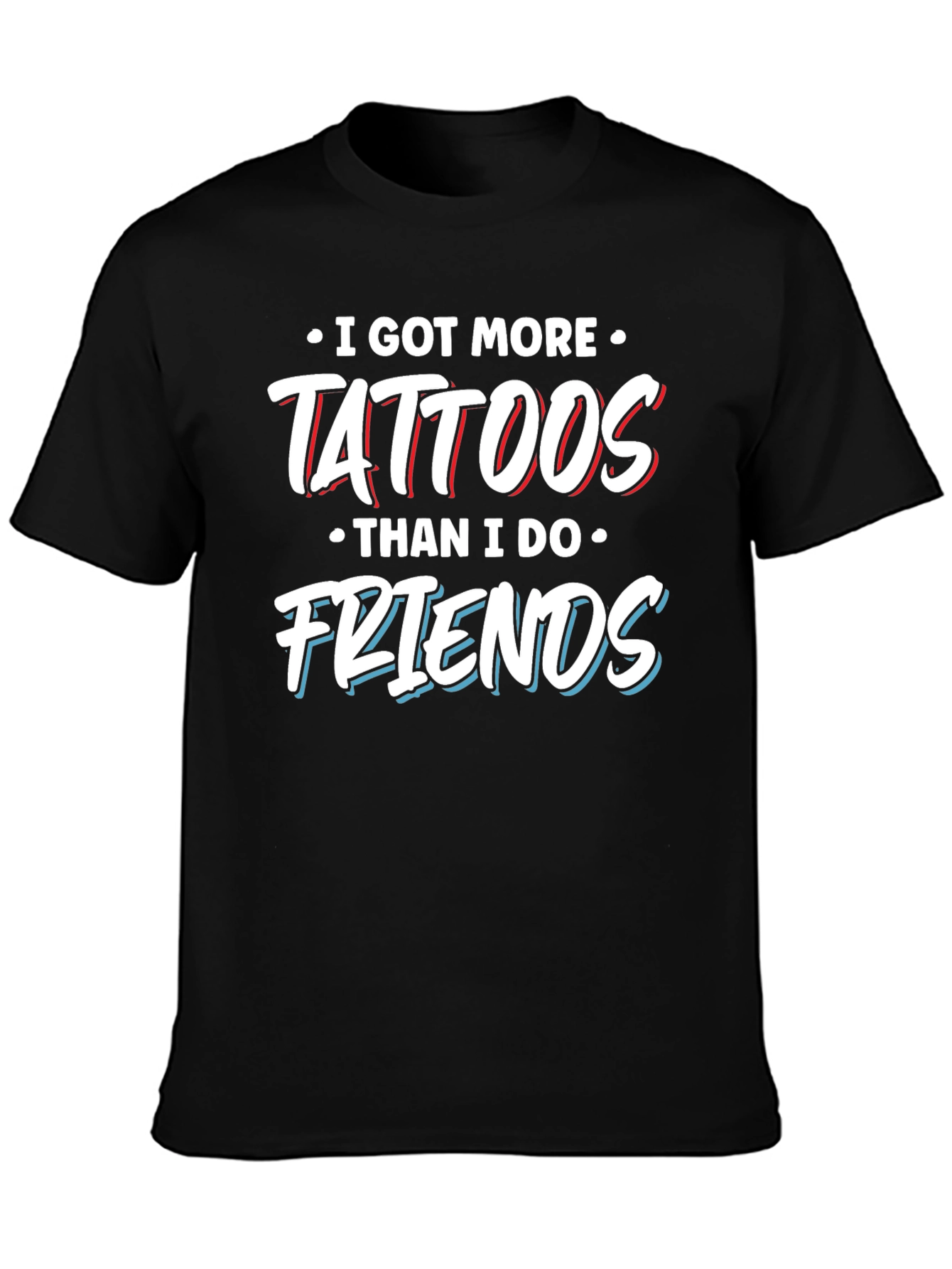 Black Tattoos Over Friends Graphic Tee - Black T-Shirt view 3