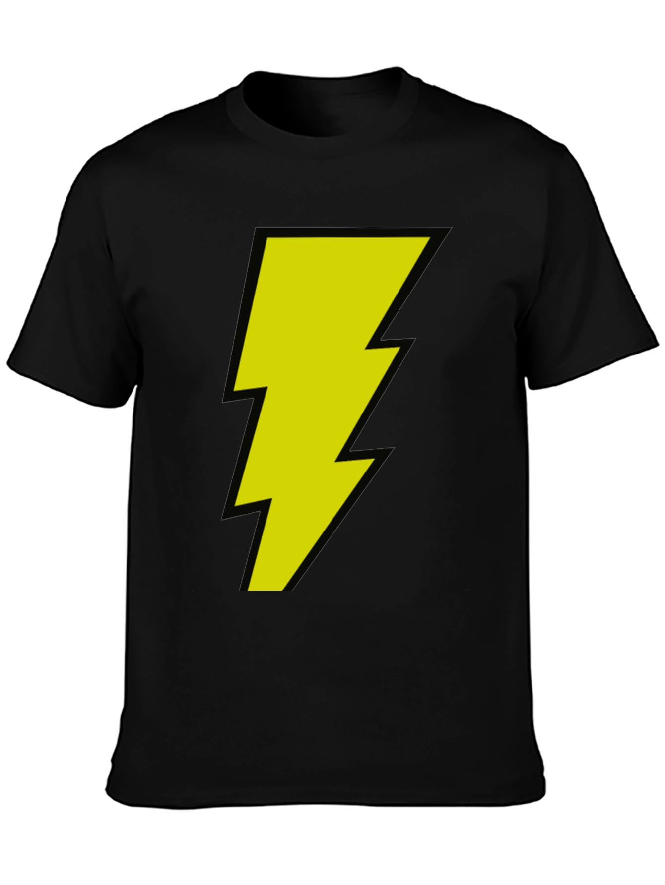 Black Black T-Shirt with Yellow Lightning Bolt Graphic view 3