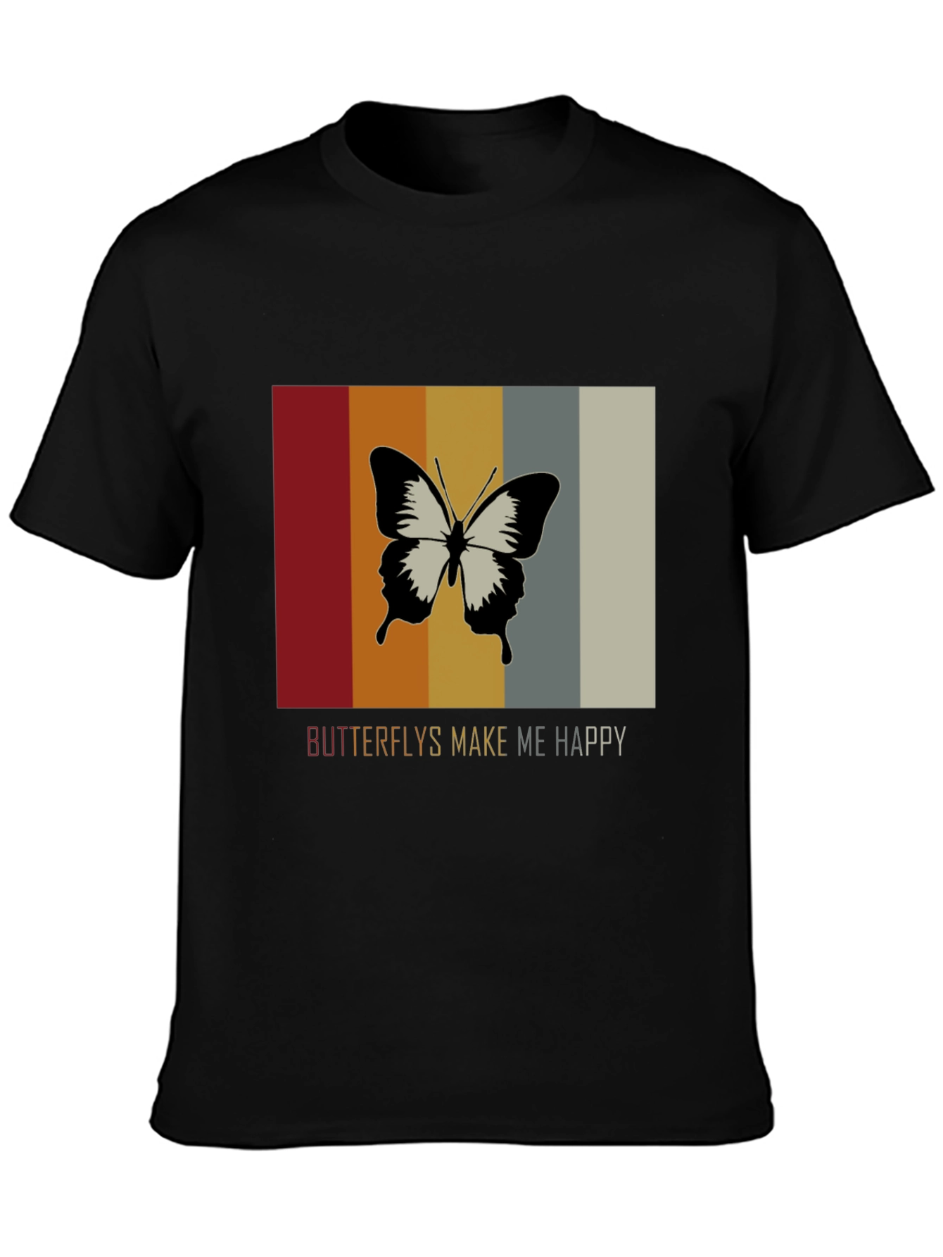 Black Butterflies Make Me Happy Graphic Tee view 3