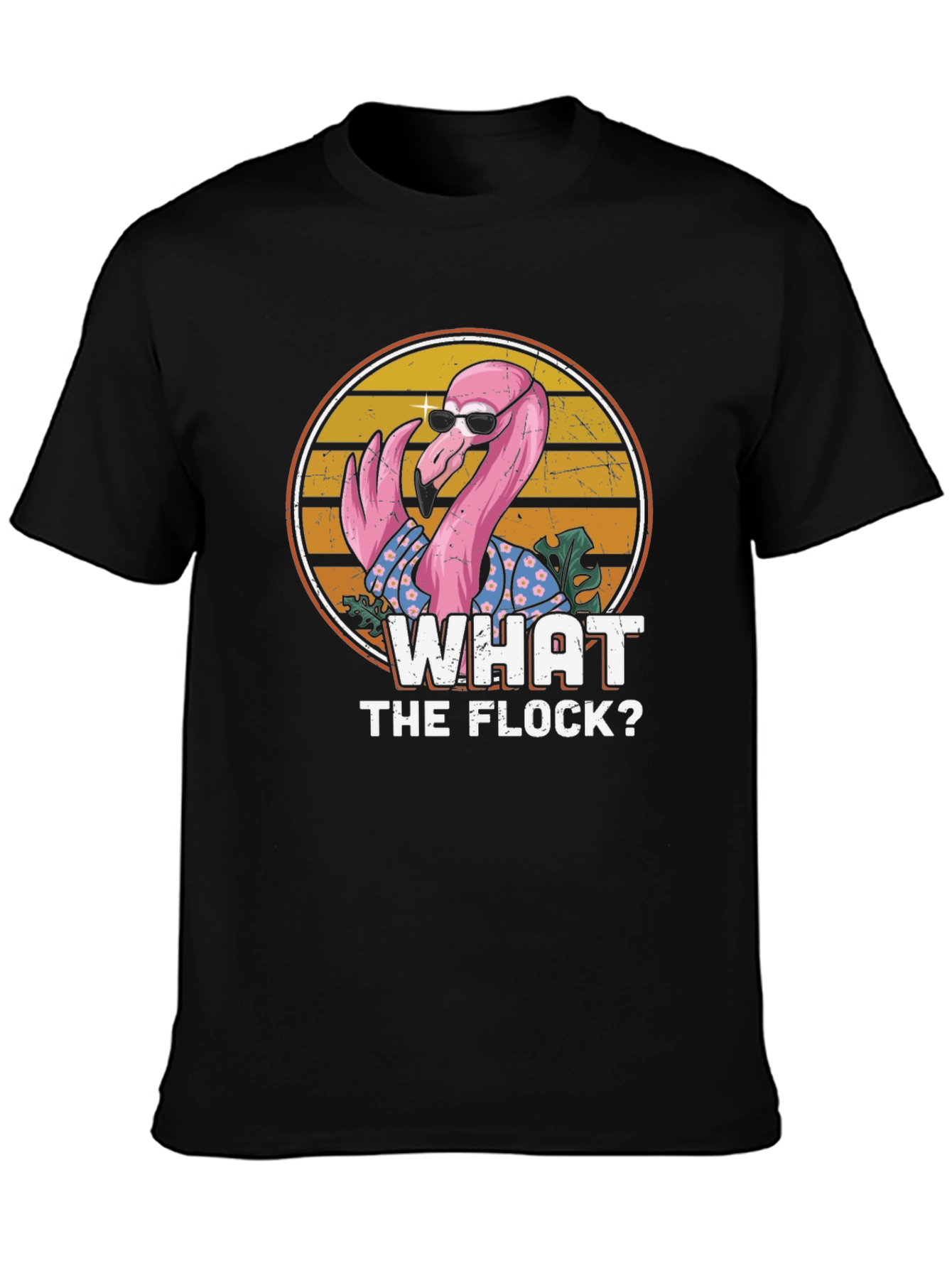 Black What the Flock Flamingo Graphic T-Shirt view 3