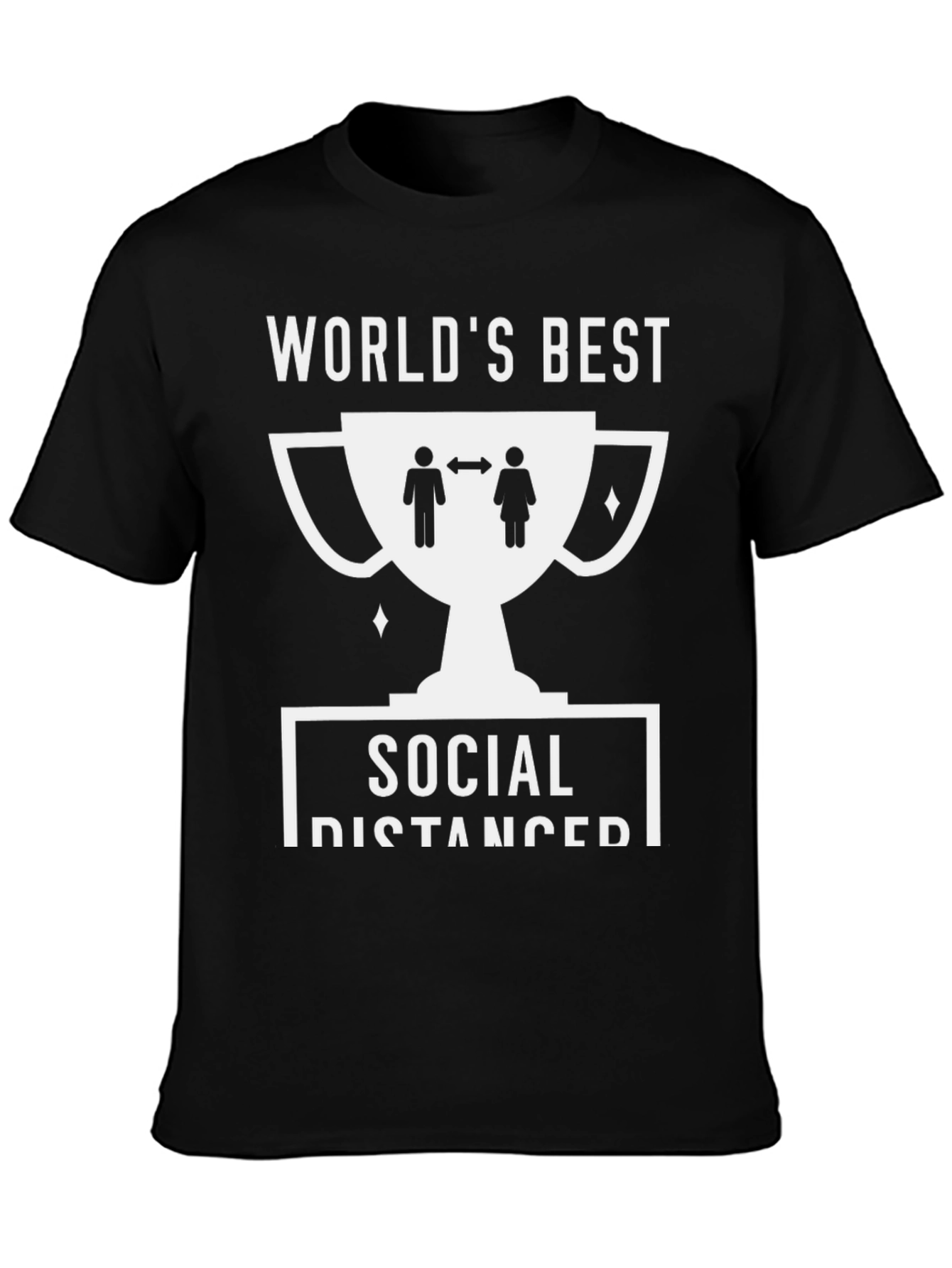 Black World's Best Social Distancer Trophy Graphic Tee view 3