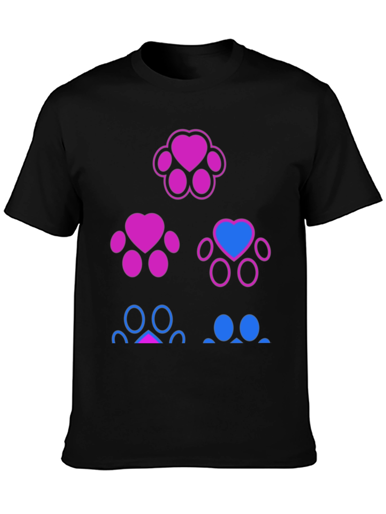 Bisexual Pride Paw Print T-Shirt - Black - 3