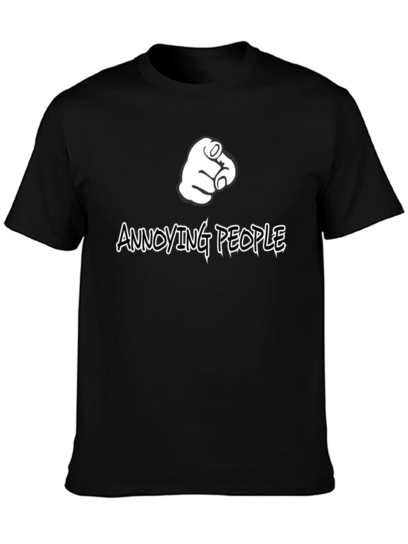 Black Annoying People Pointing Finger Graphic T-Shirt view 3
