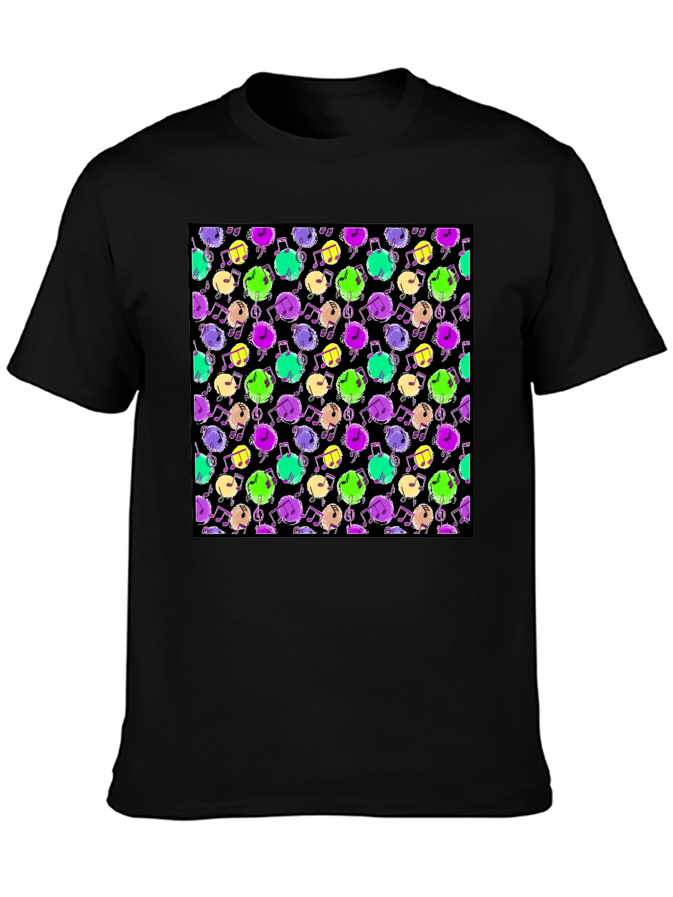 Black Music Notes Pattern Tee view 3