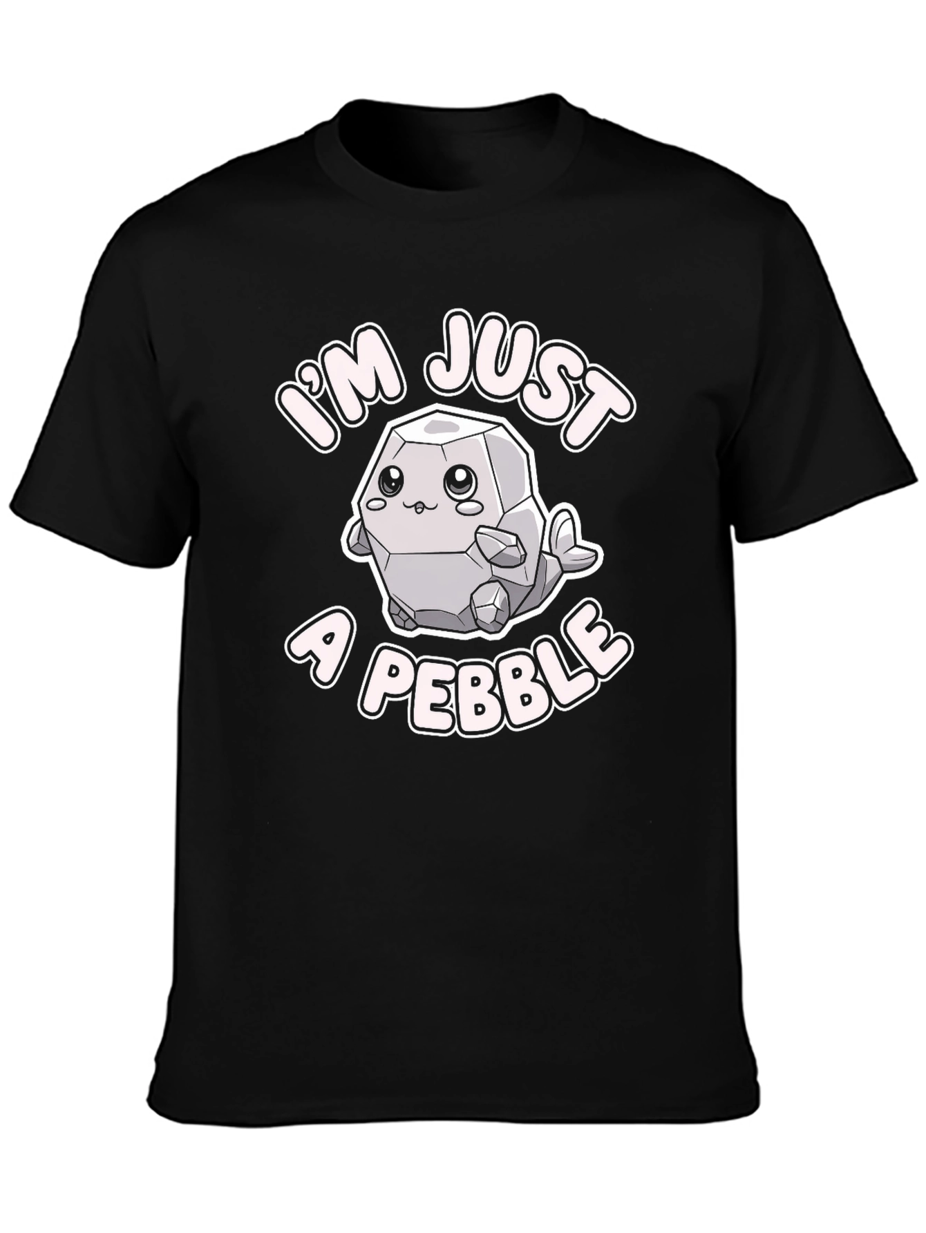 Black Cute "I'm Just a Pebble" Graphic Tee view 3