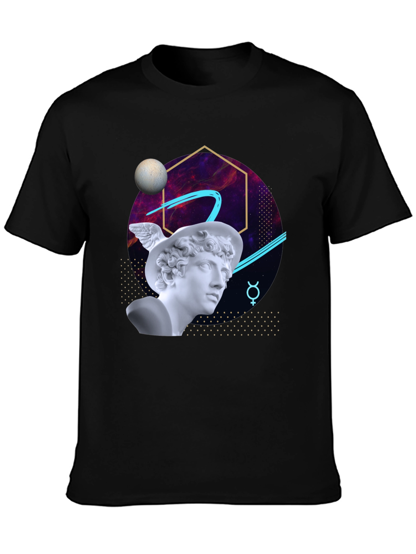 Black Mercury Bust Graphic Tee - Retro Aesthetic view 3