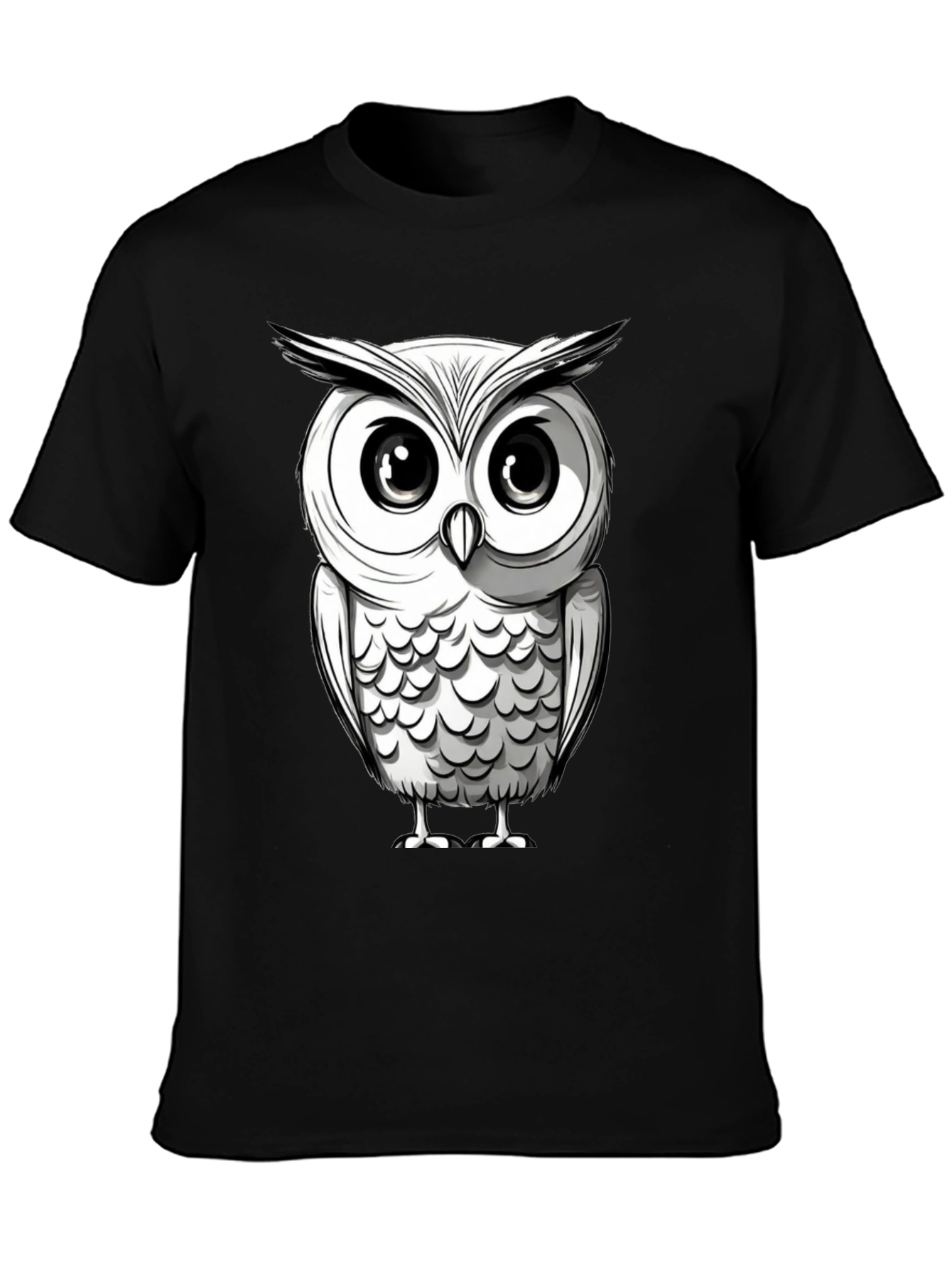 Black Owl Graphic Print Men's Black T-Shirt view 3