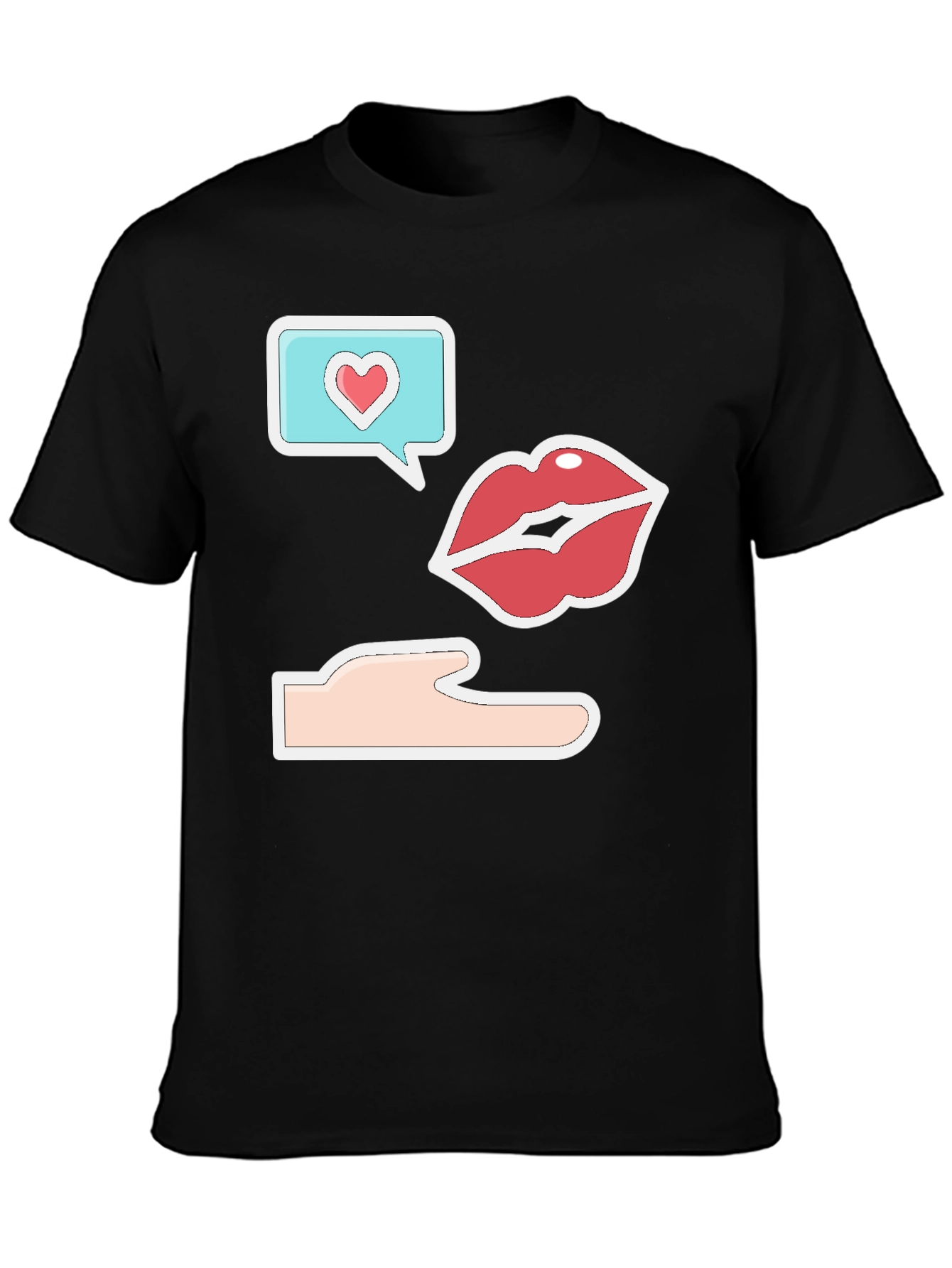 Black Flirty Emoji Graphic Tee - Black Crew Neck view 3