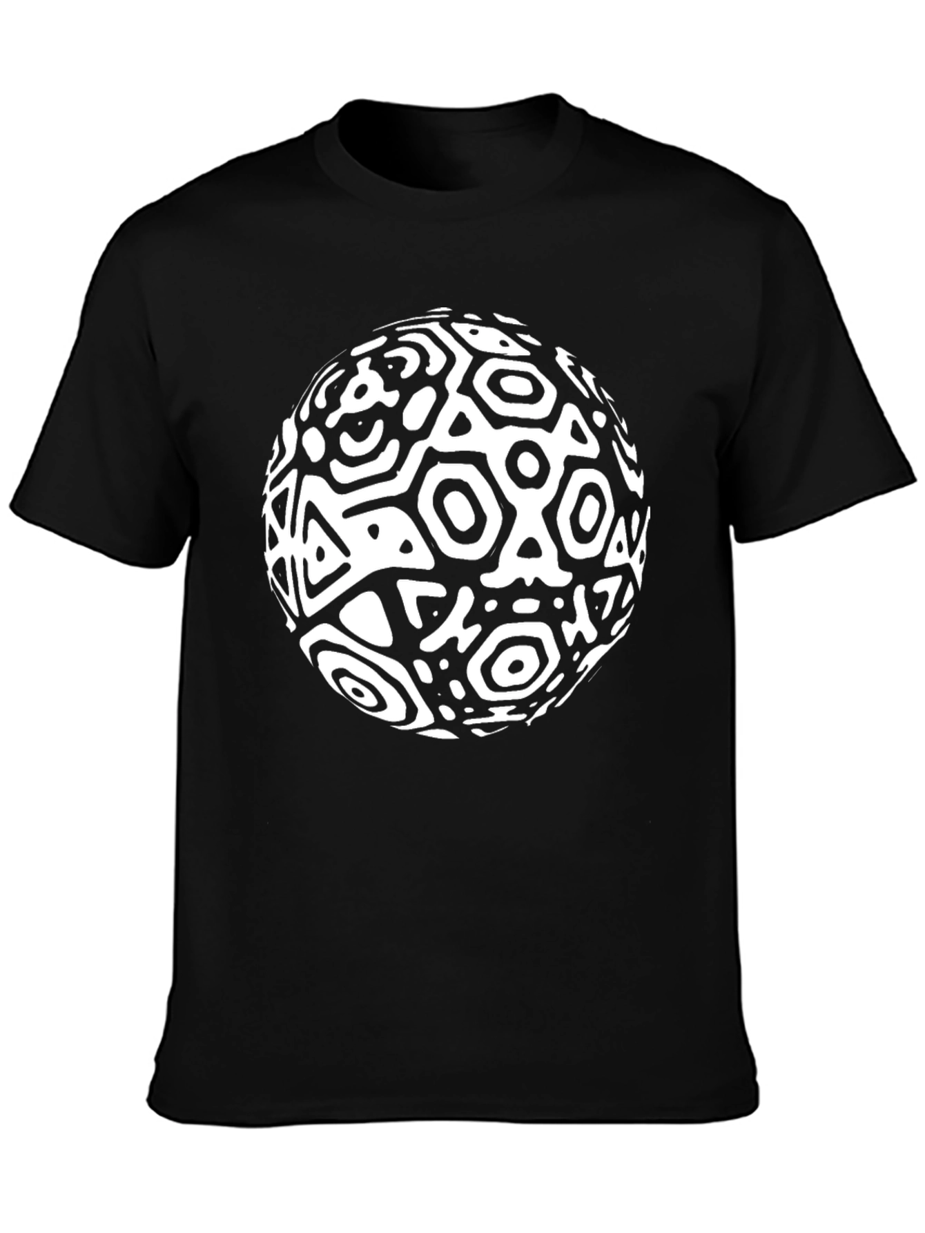 Black Abstract Sphere Graphic Black T-Shirt view 3