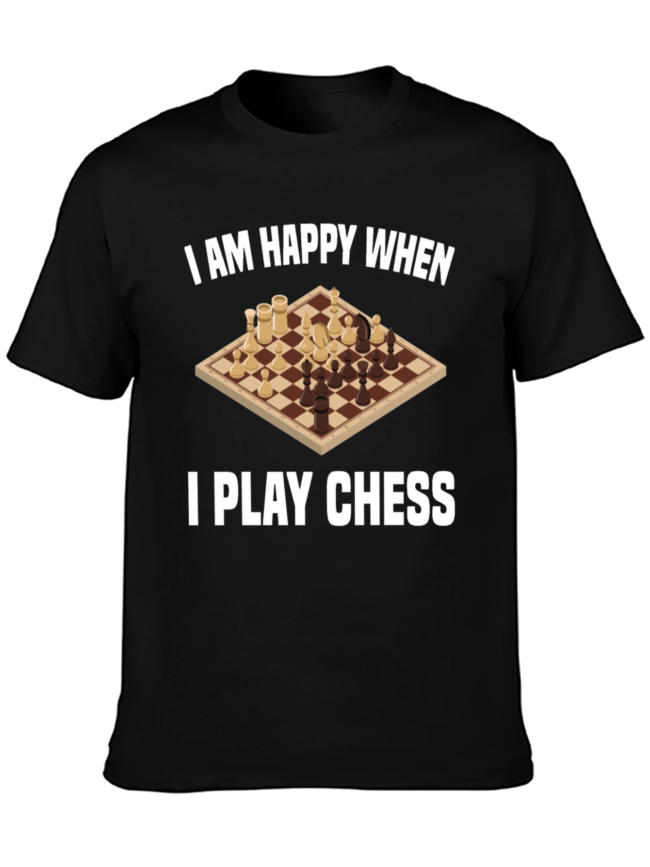 Black I am Happy When I Play Chess Graphic Tee view 3