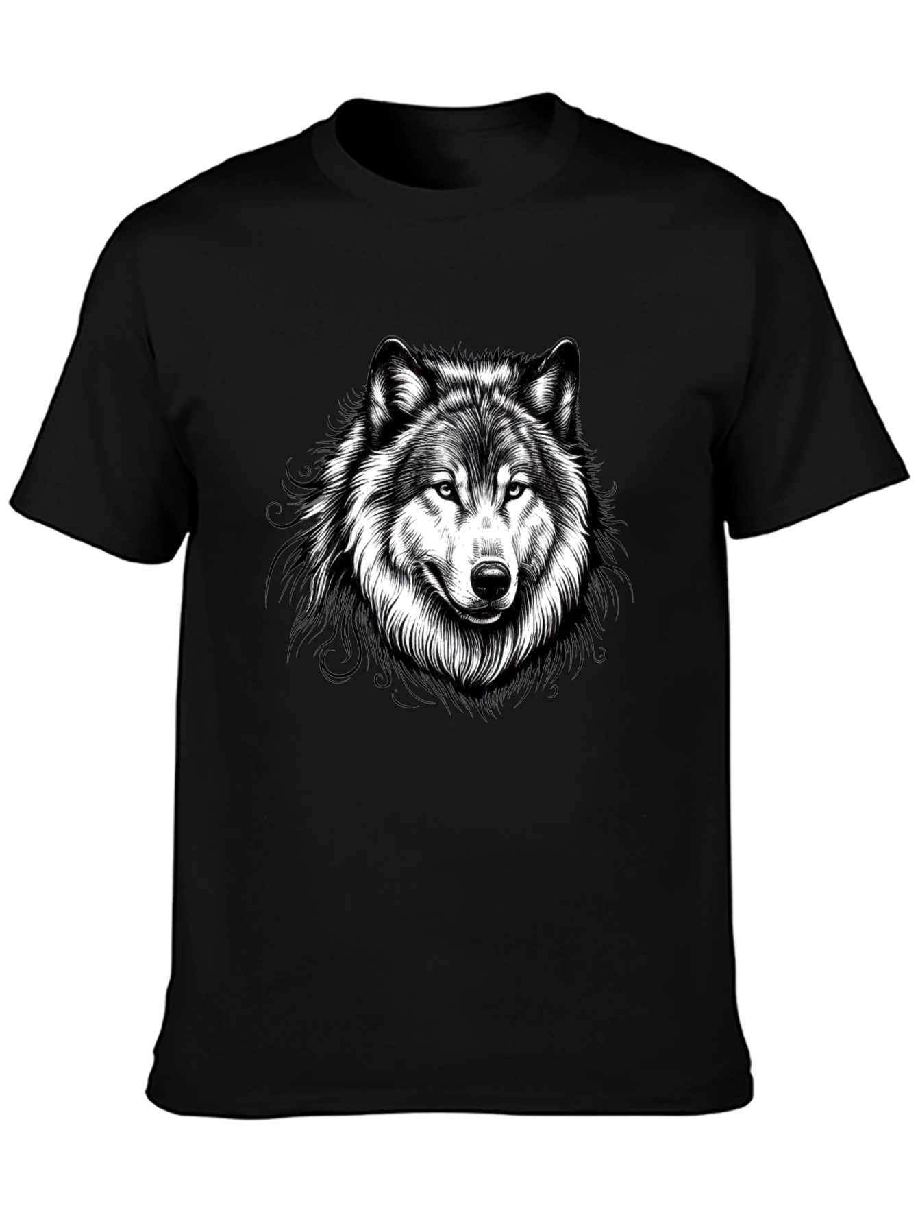 Black Black Wolf Graphic Print Men's T-Shirt view 3