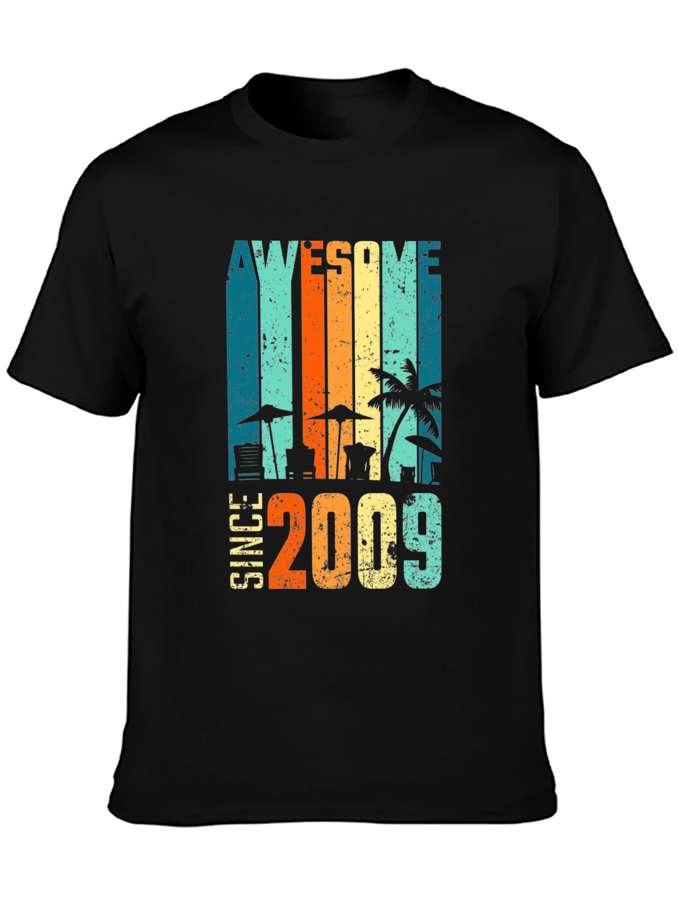 Black Awesome Since 2009 Graphic T-Shirt view 3