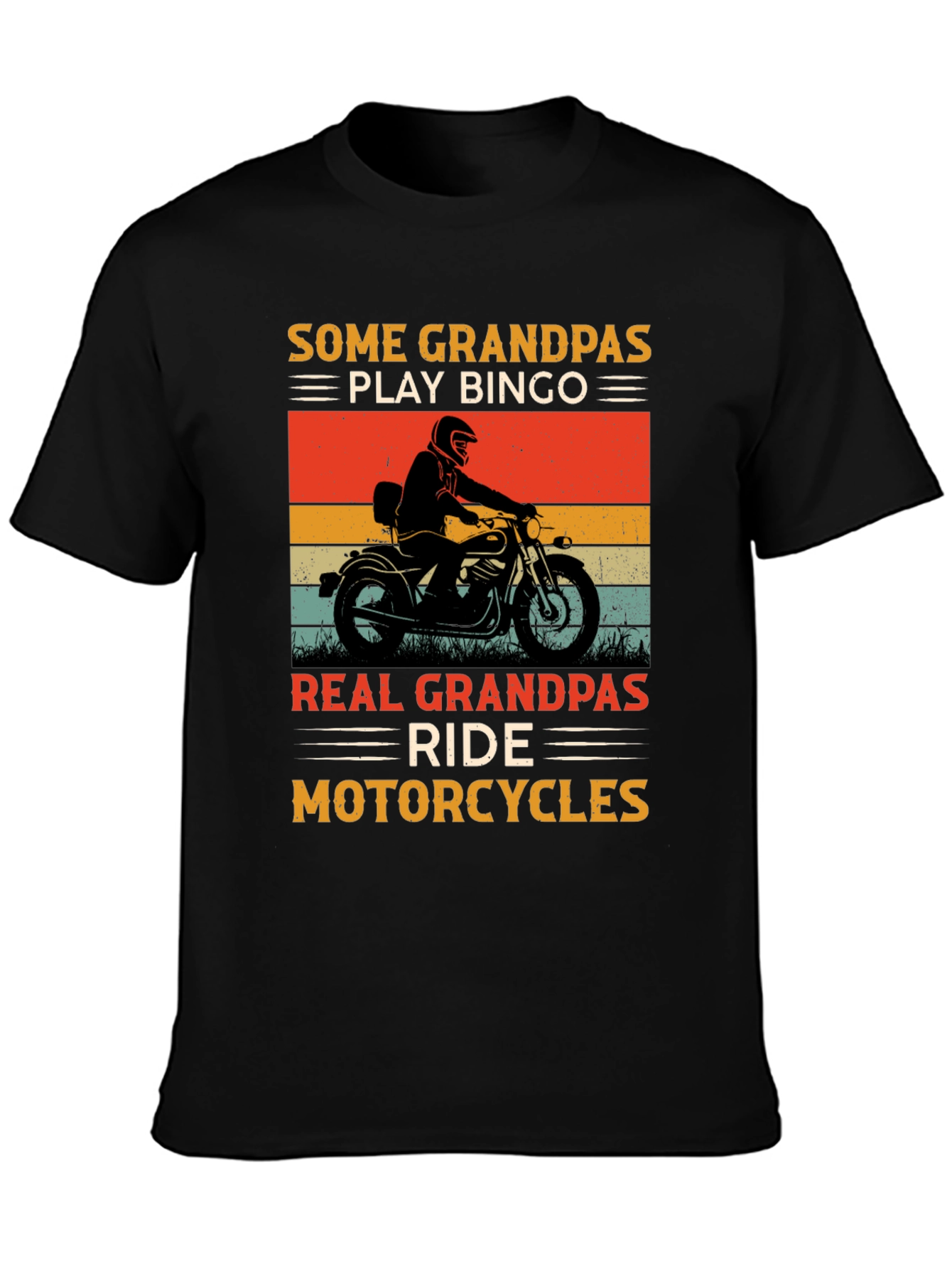 Black Grandpa Motorcycle T-Shirt view 3
