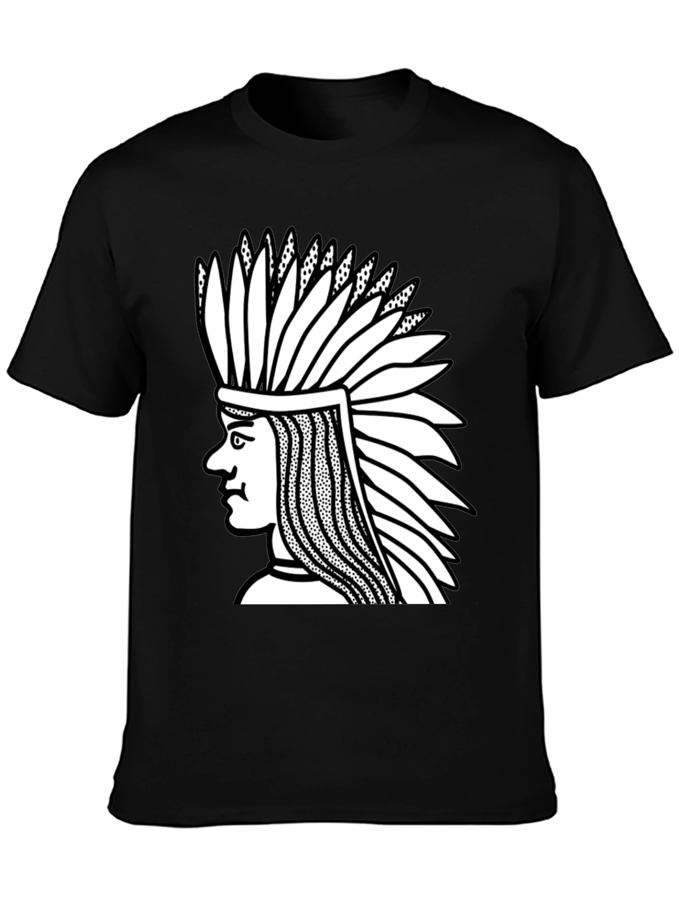 Black Native American Chief Graphic Black T-Shirt view 3