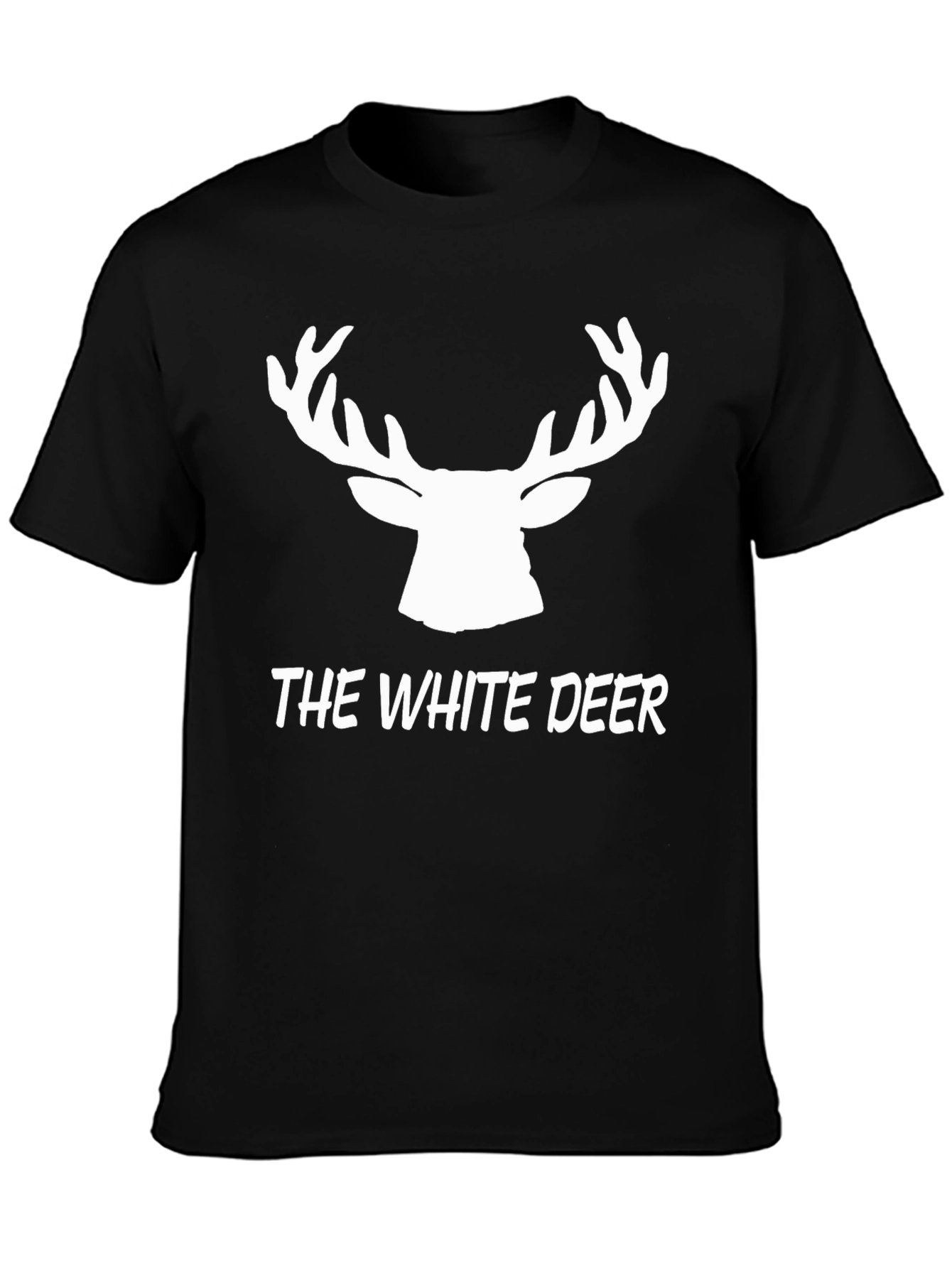 Black The White Deer Graphic Tee - Black Cotton T-Shirt view 3