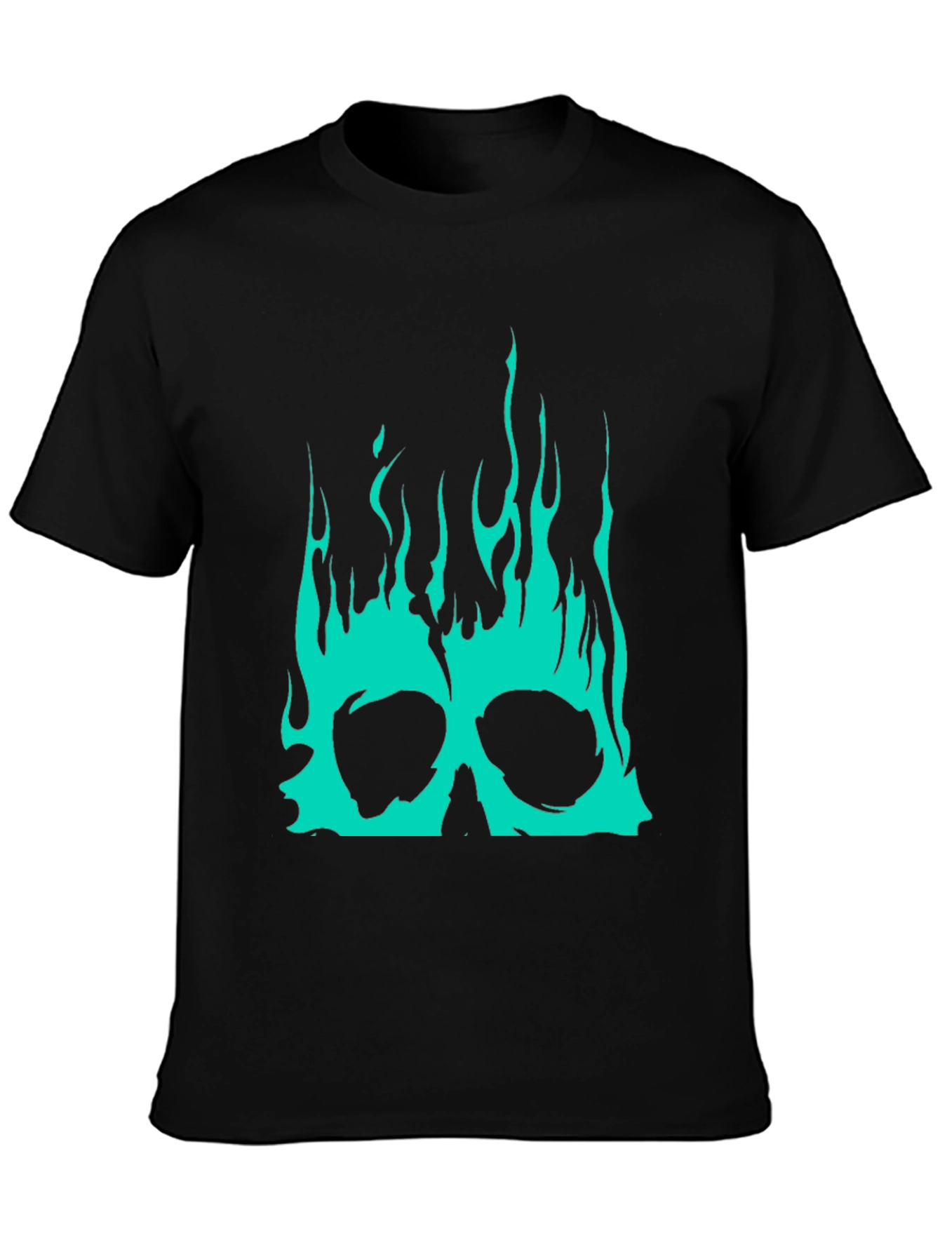 Black Skull Flames Graphic Tee - Black view 3