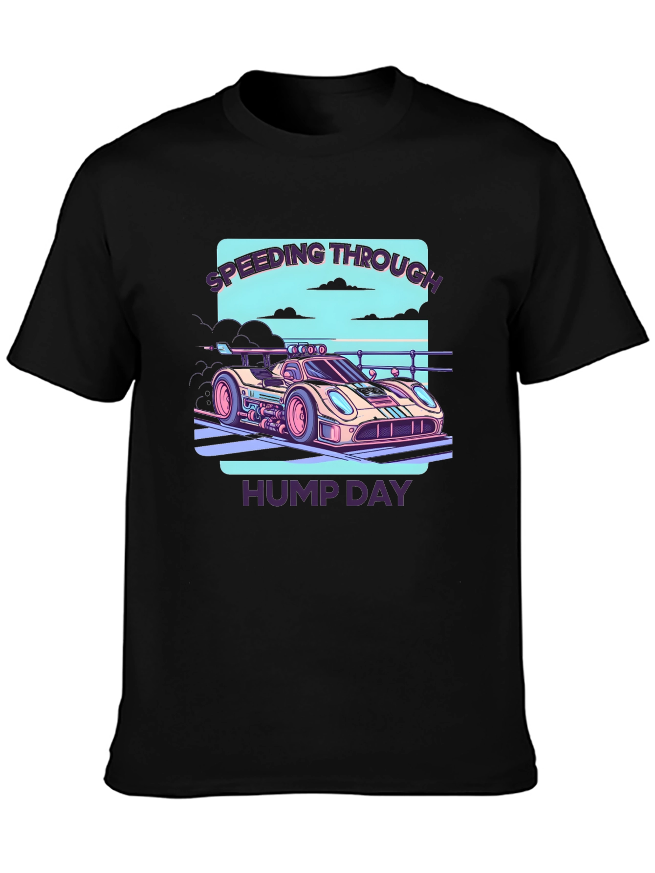 Black Speeding Through Hump Day Graphic Tee view 3