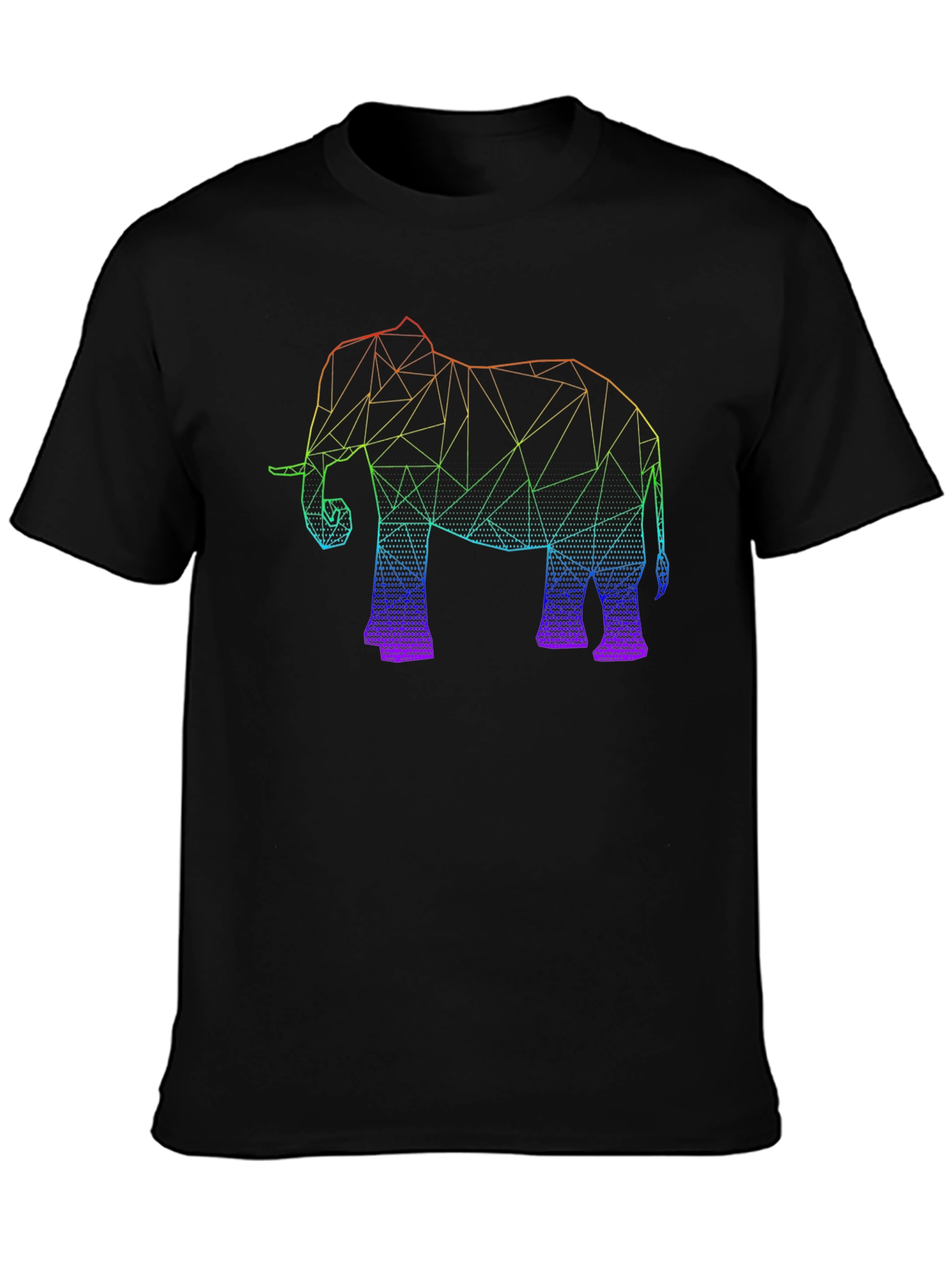 Black Geometric Elephant Graphic Tee - Black view 3