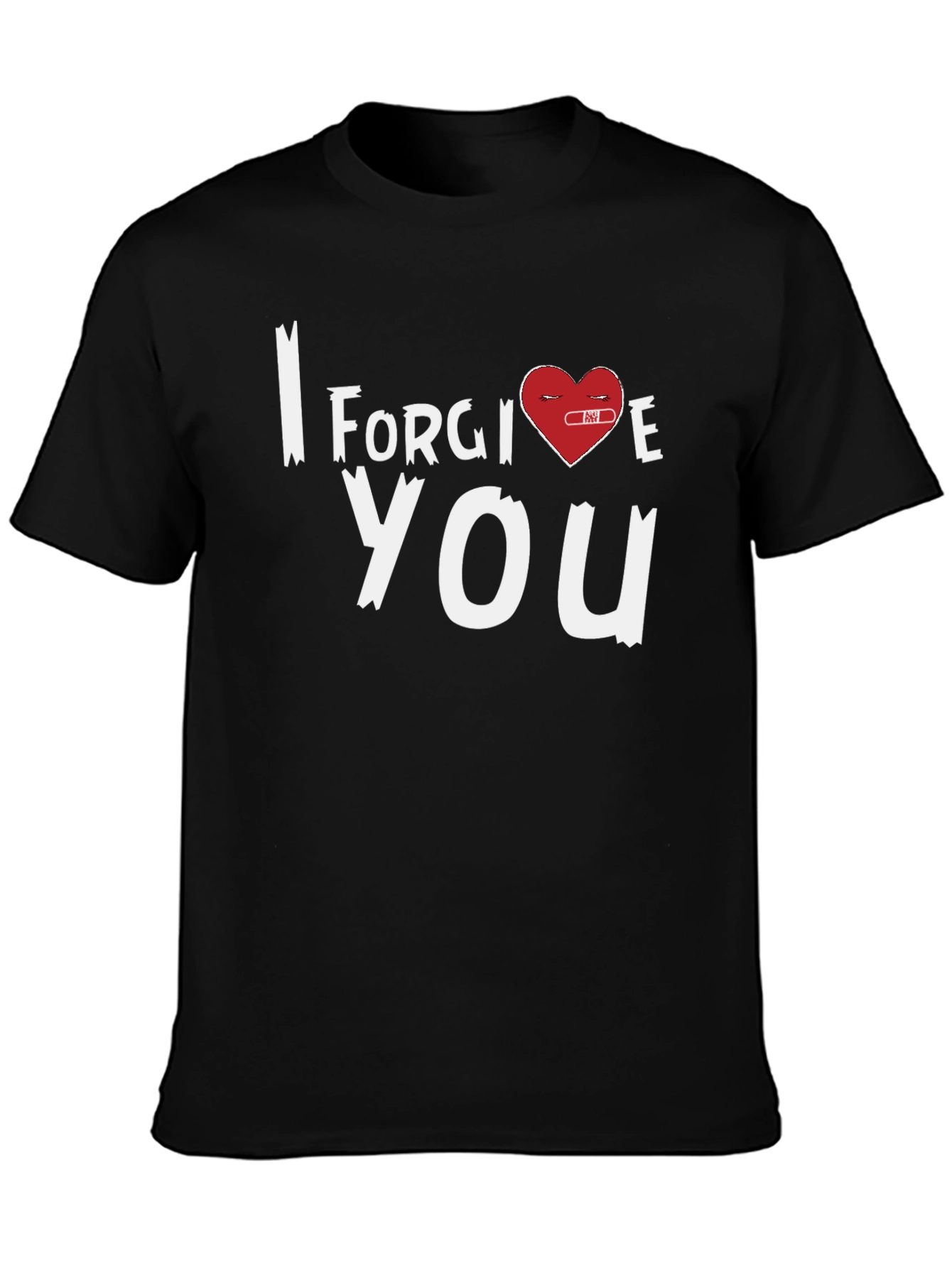 Black I Forgive You Heart Graphic Tee - Black Cotton Blend view 3