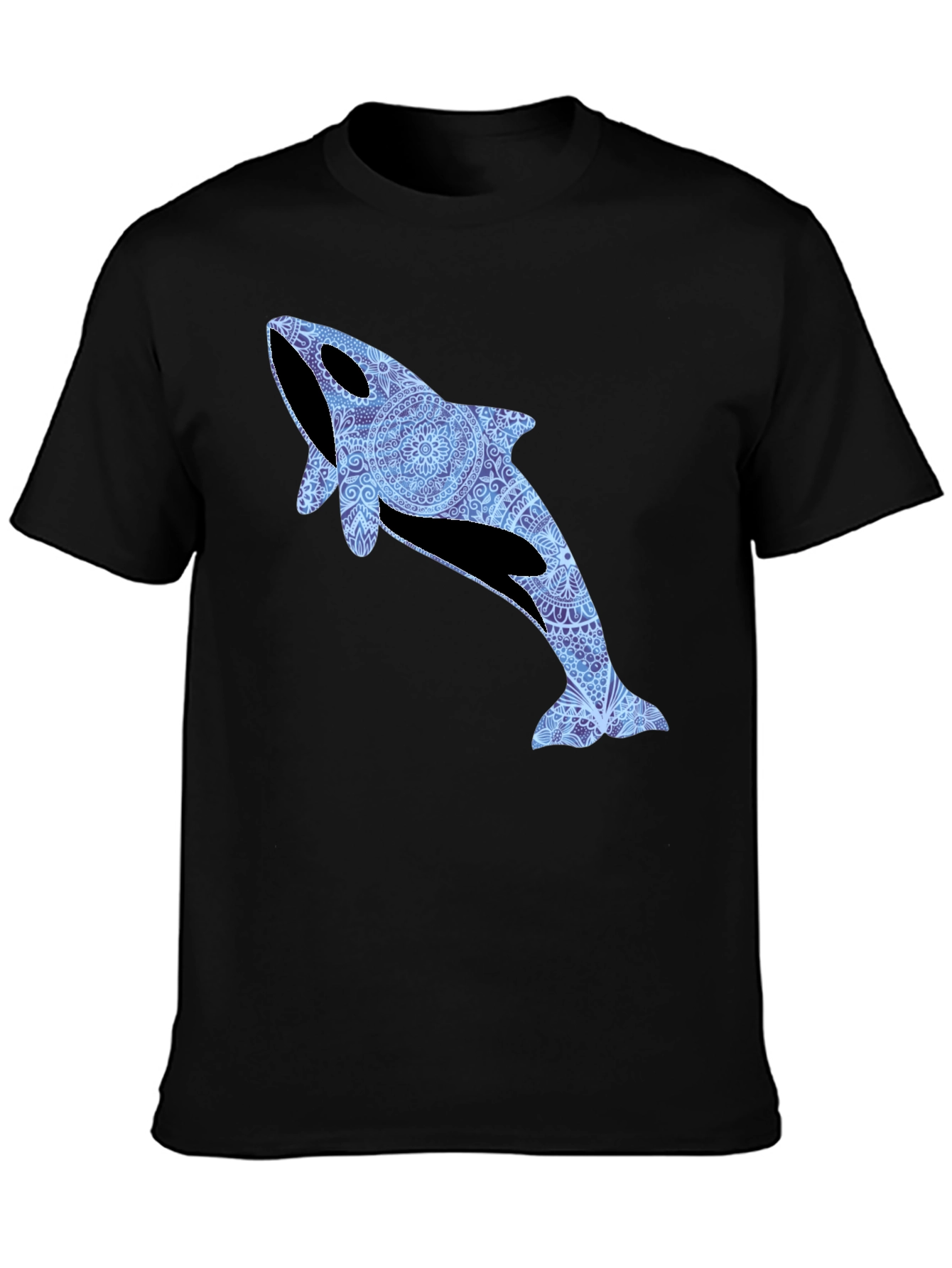 Black Orca Whale Mandala T-Shirt - Stylish Marine Life Tee view 3