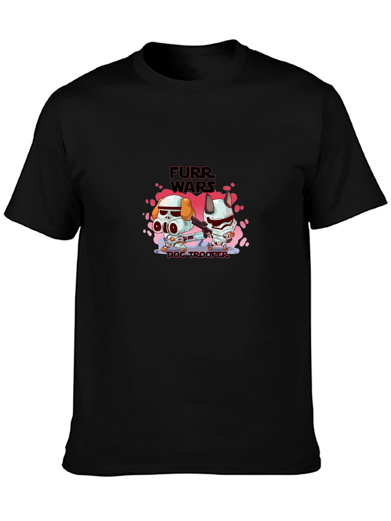 Black Furr Wars Dog Trooper Graphic T-Shirt view 3