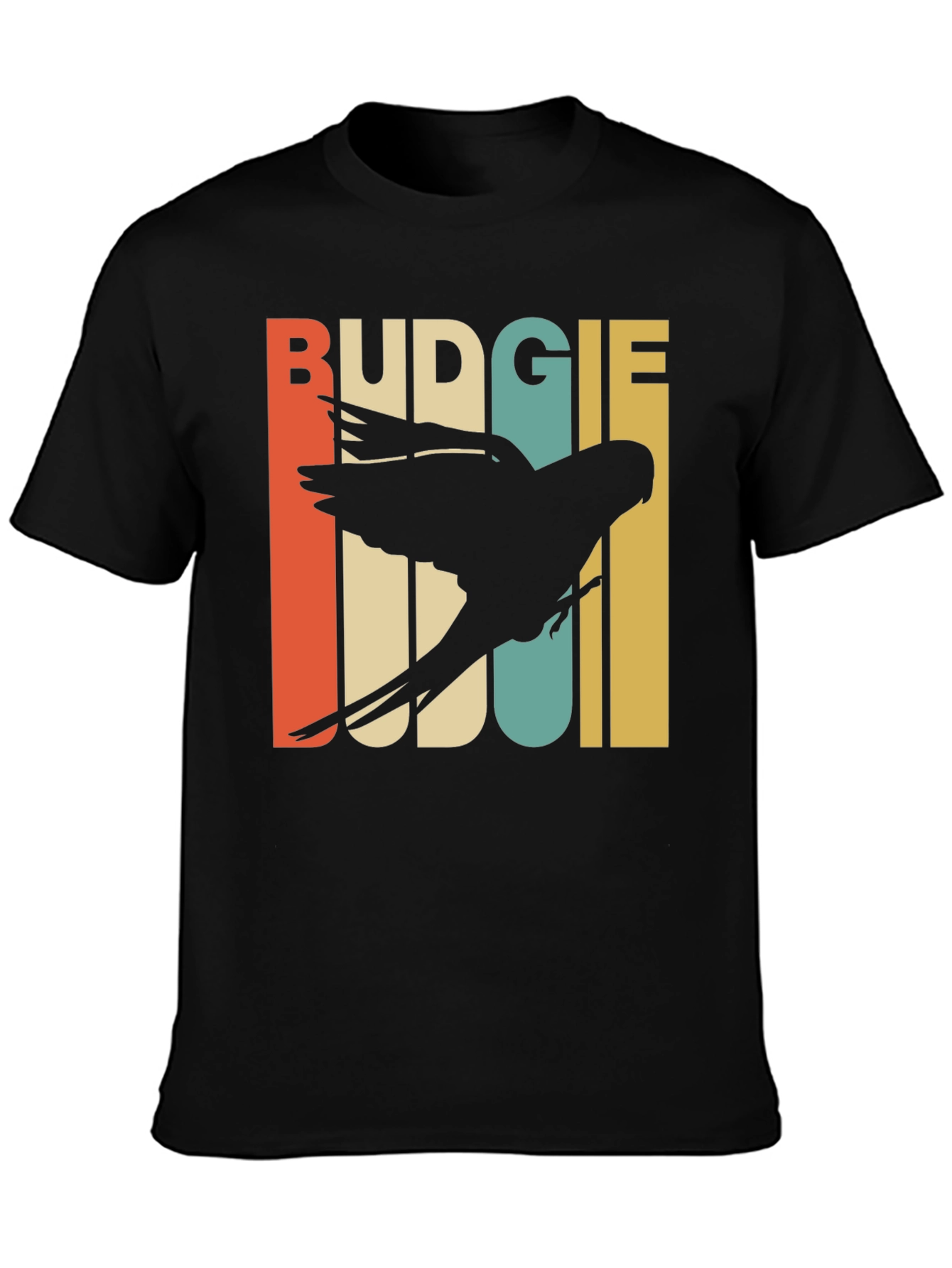 Black Retro Budgie T-Shirt view 3