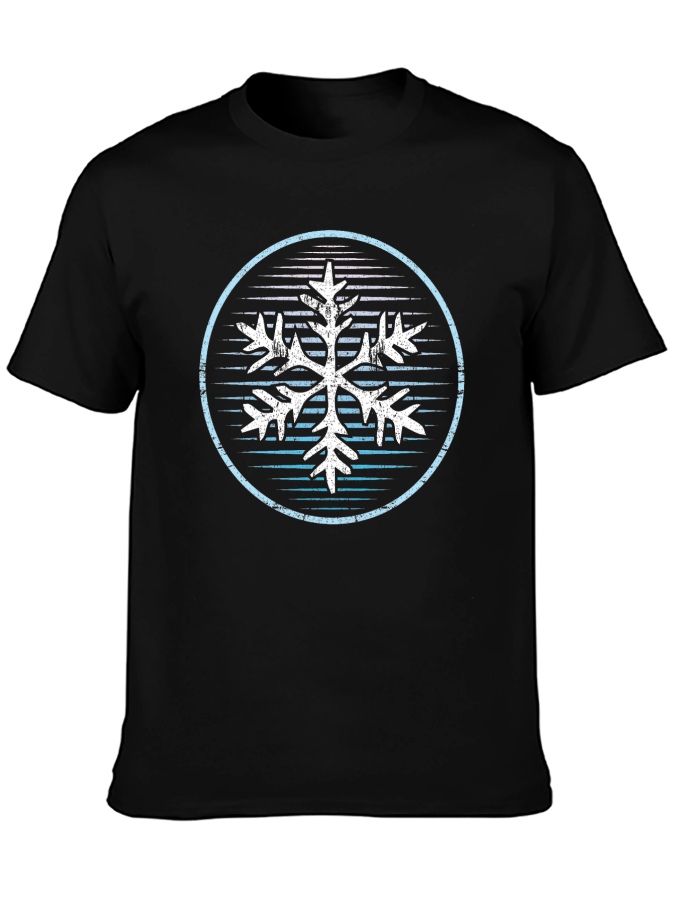 Black Cool Snowflake Graphic Tee - Black Cotton Blend view 3