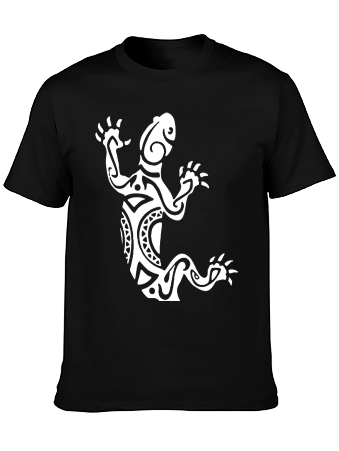 Black Tribal Lizard Graphic Tee - Black view 3