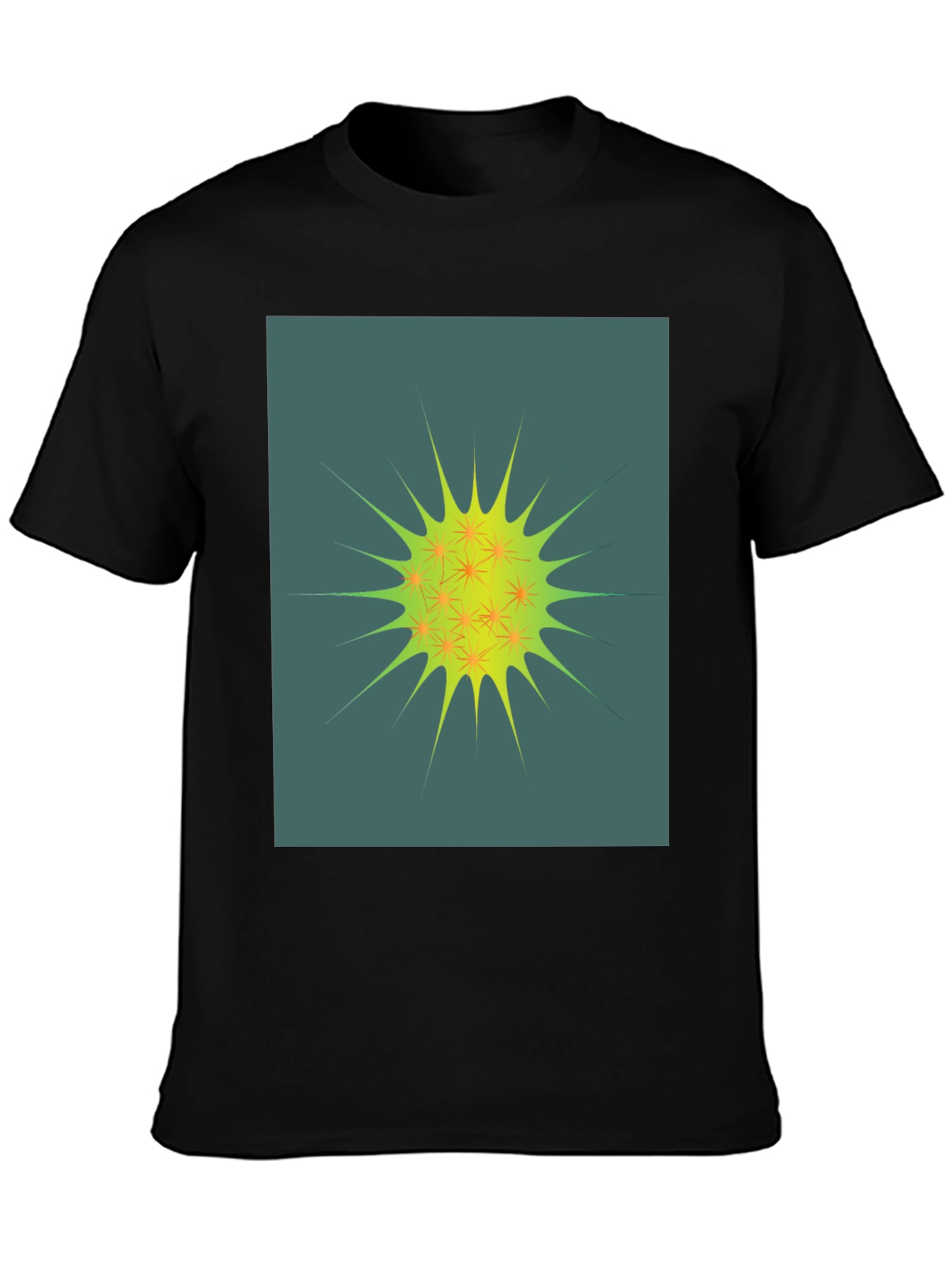 Black Abstract Spiky Graphic Tee - Unisex Black T-Shirt view 3