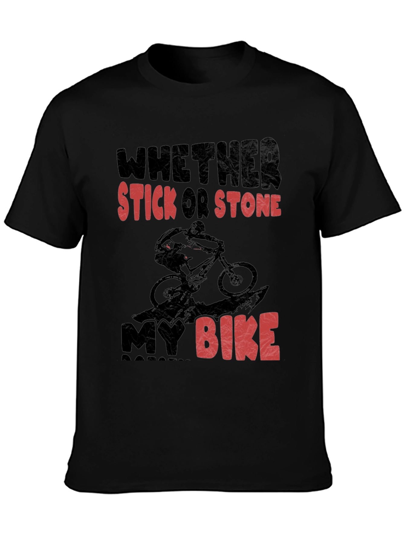 Black Mountain Biking T-Shirt - Whether Stick Or Stone My Bike view 3