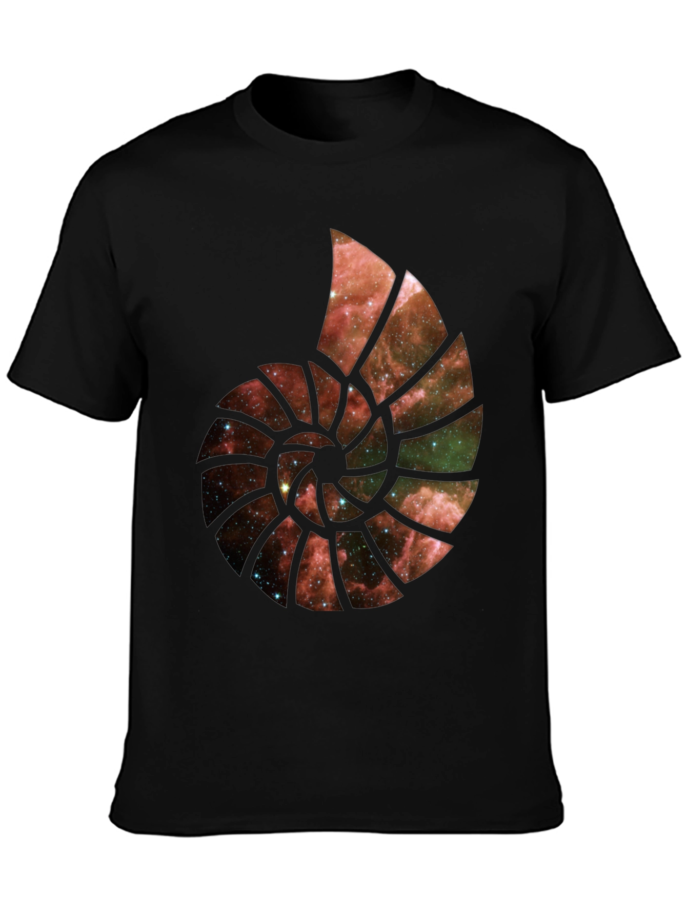 Black Galaxy Nautilus Graphic Tee - Black Cotton Blend view 3