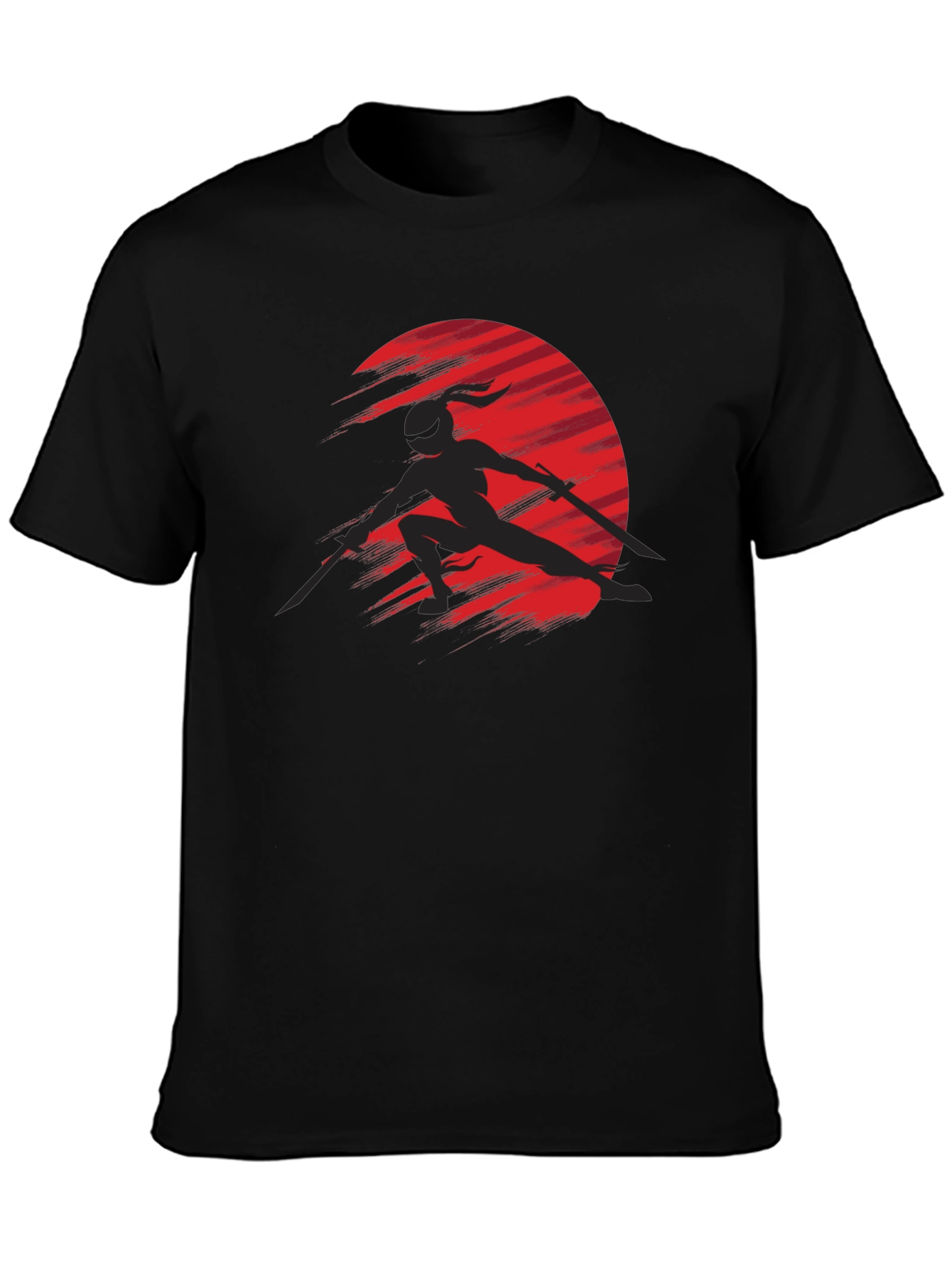 Black Ninja Silhouette Graphic Black T-Shirt view 3