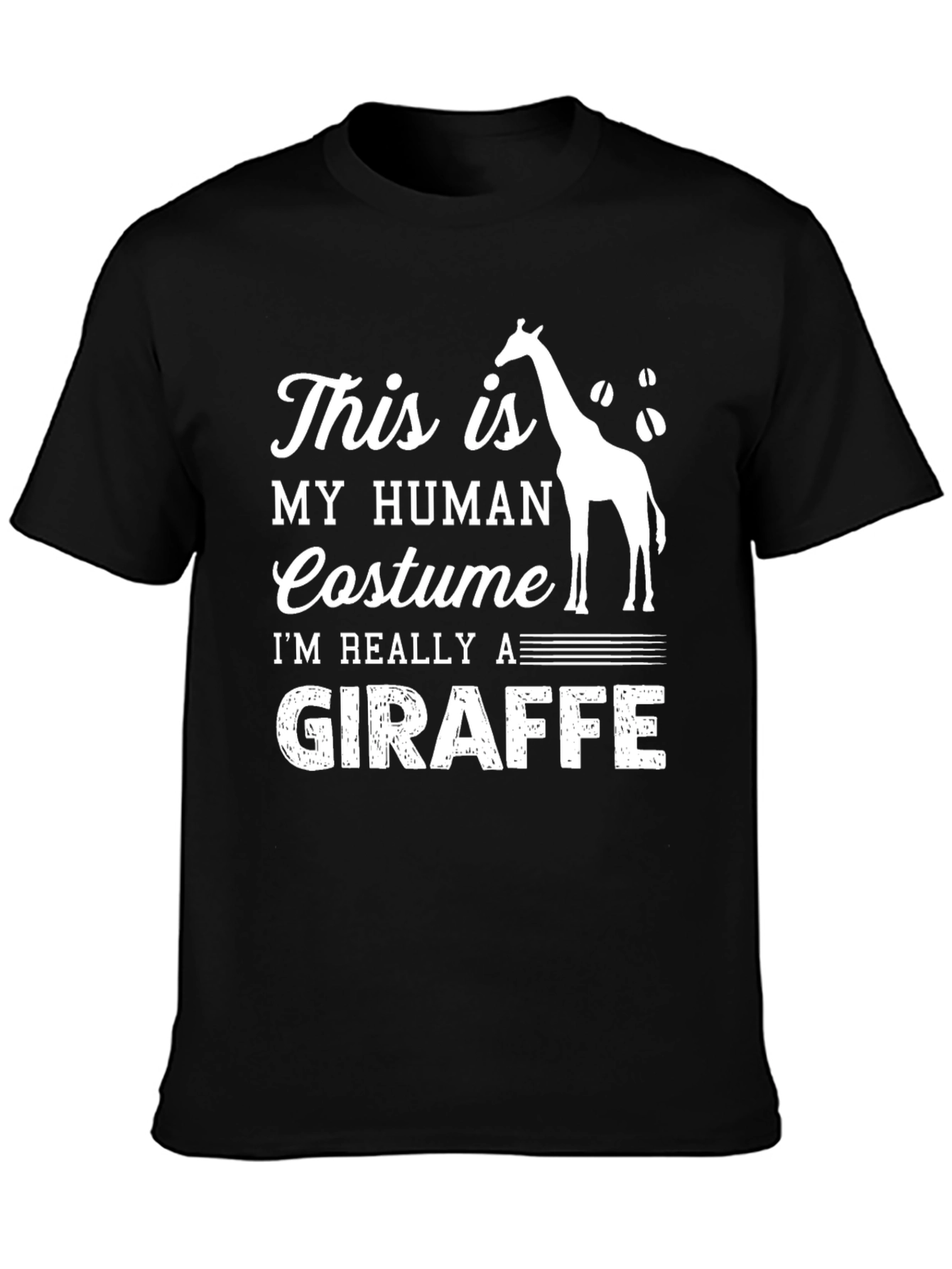 Black Funny Giraffe Costume T-Shirt view 3