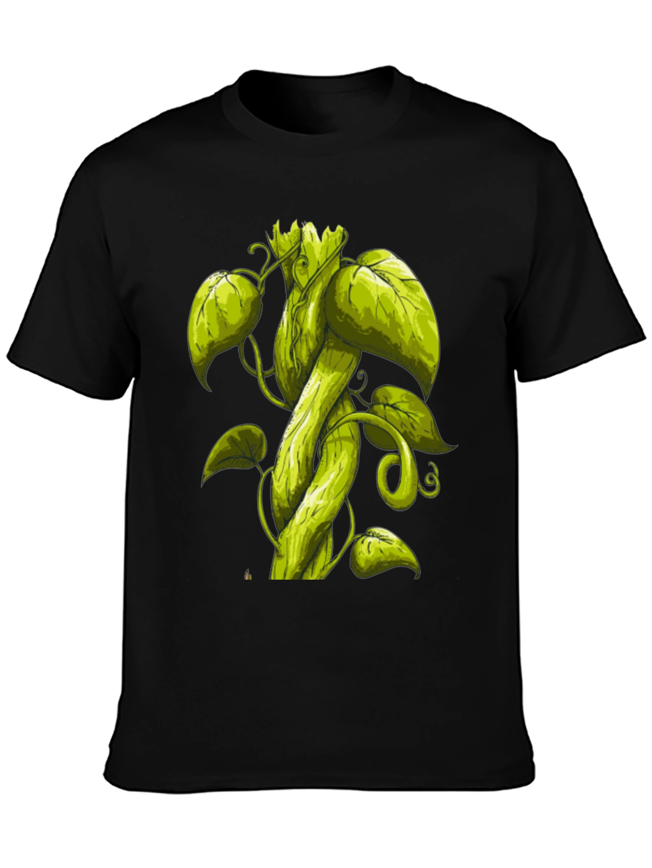 Black Beanstalk Graphic T-Shirt - Black Cotton Tee view 3