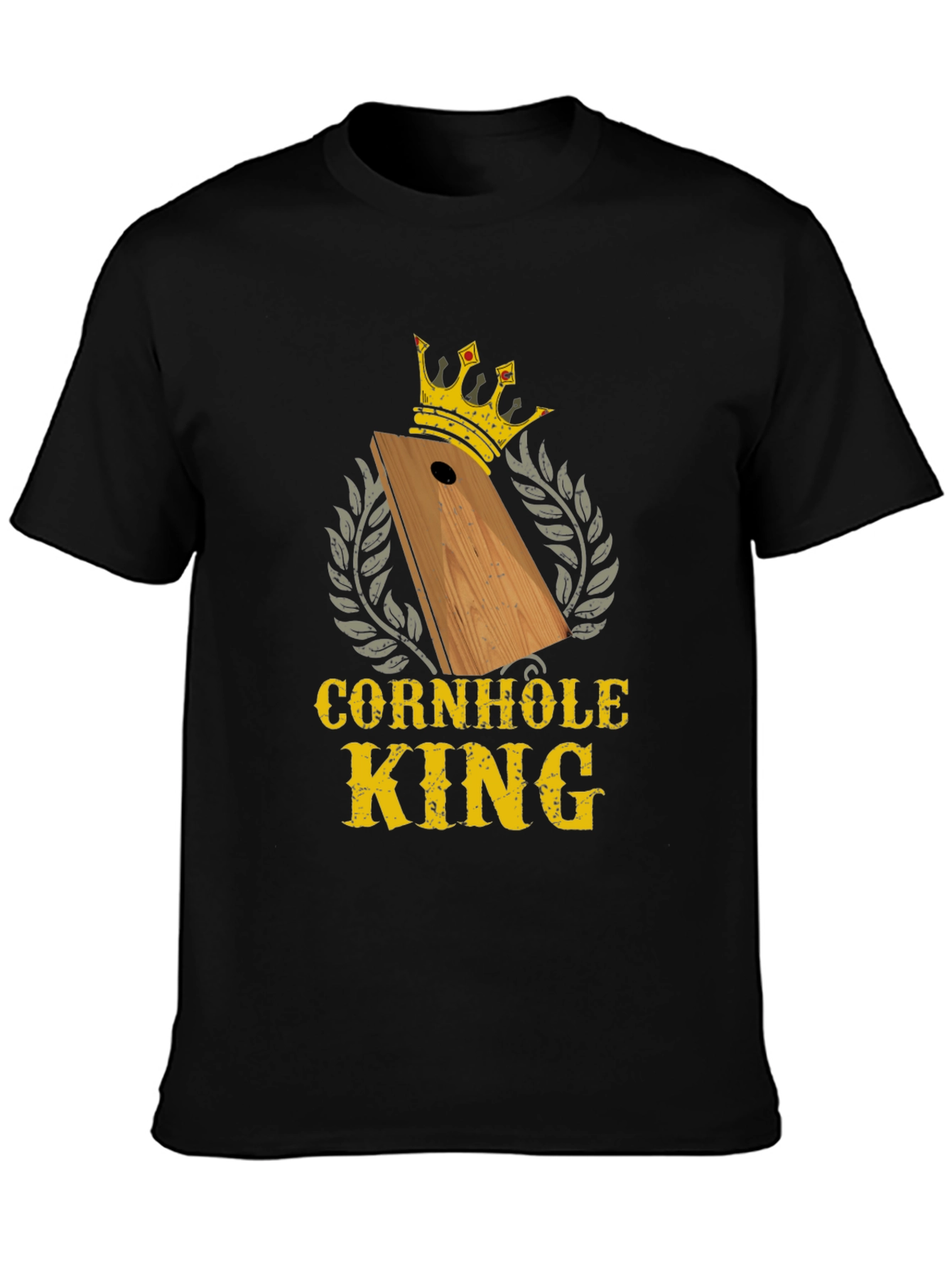 Black Cornhole King T-Shirt - Funny Game Tournament Tee view 3