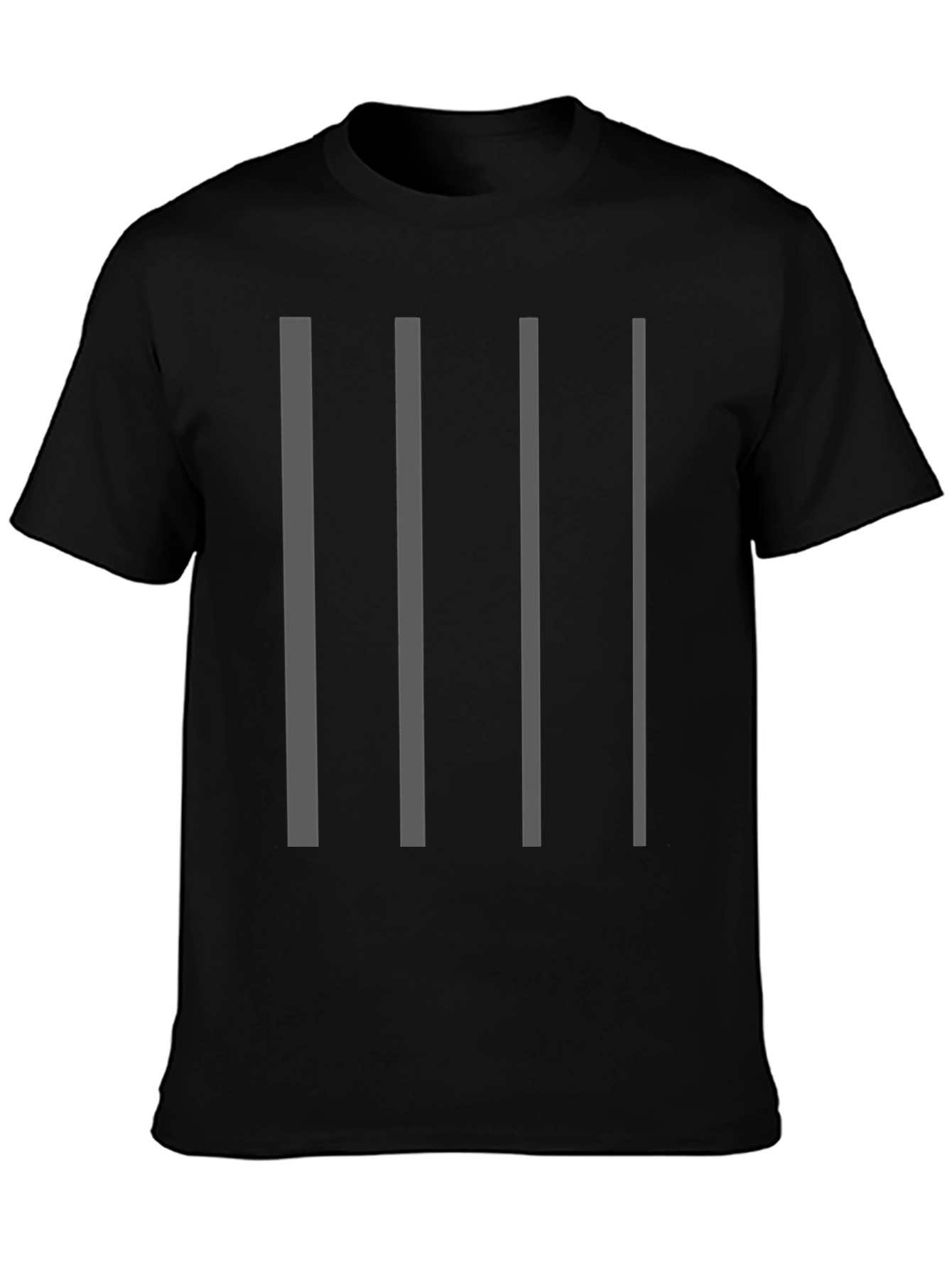 Black Minimalist Striped Black T-Shirt view 3