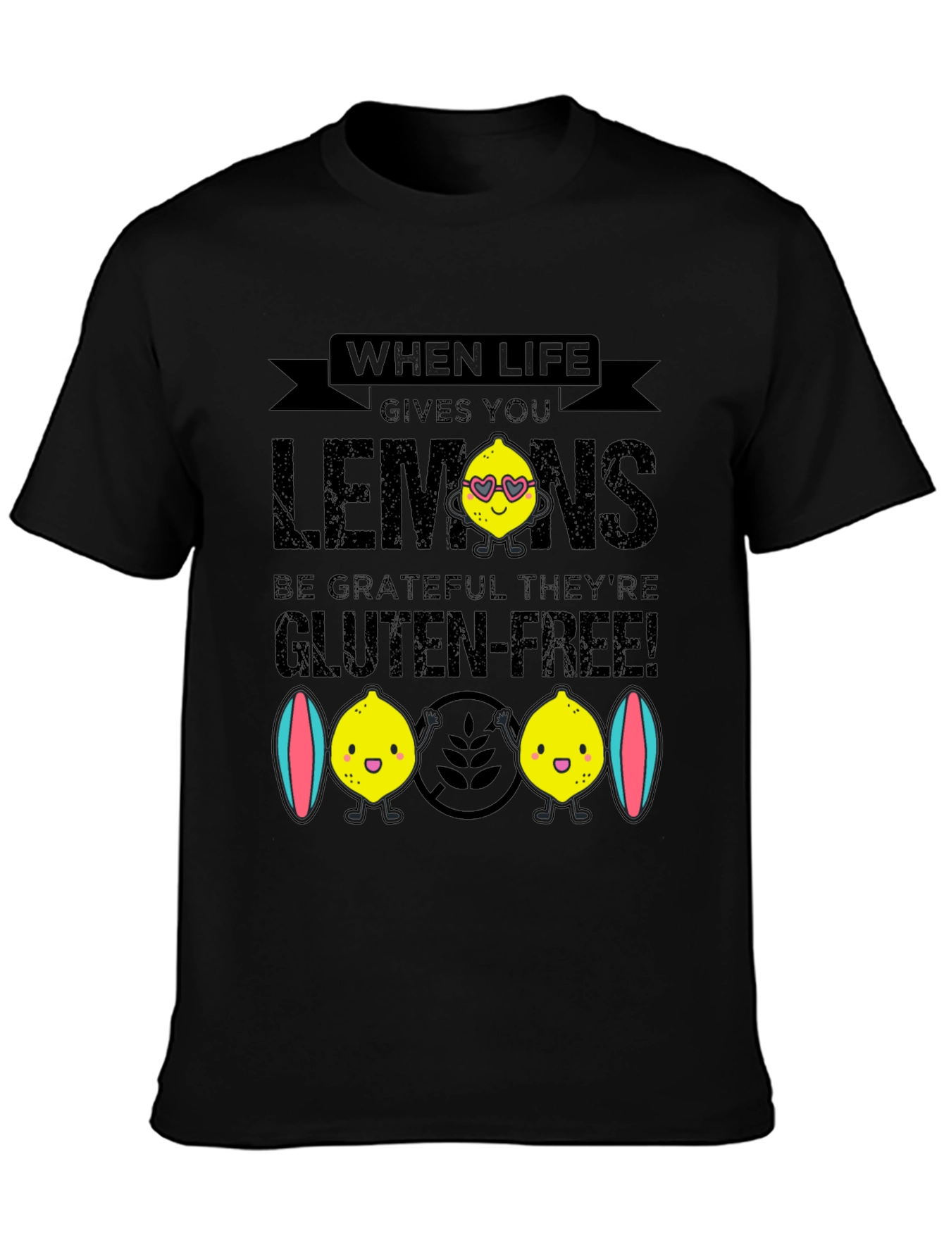 Black Funny Gluten-Free Lemon Graphic Tee view 3
