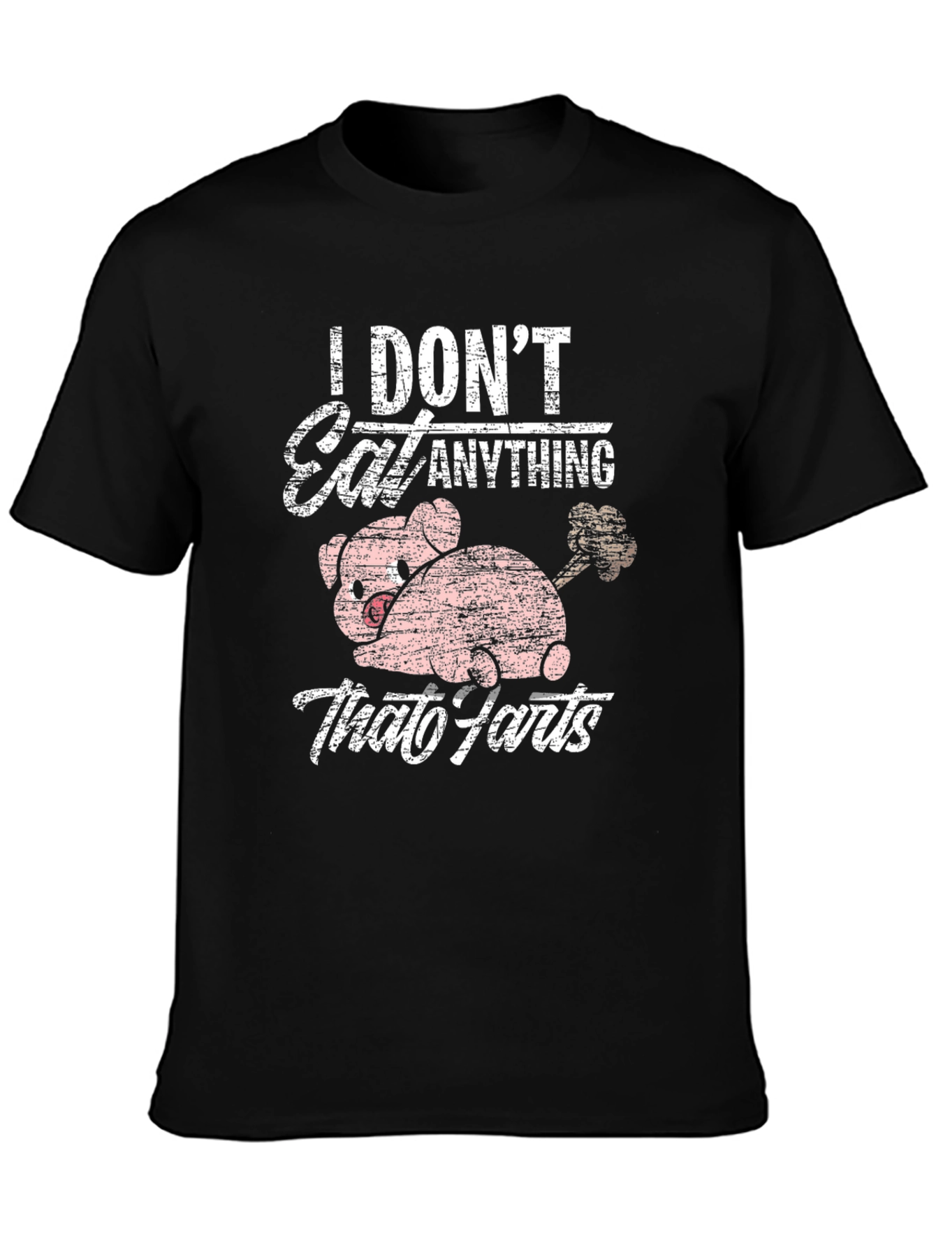 Black Vegan Humor T-Shirt - I Don't Eat Anything That Farts view 3