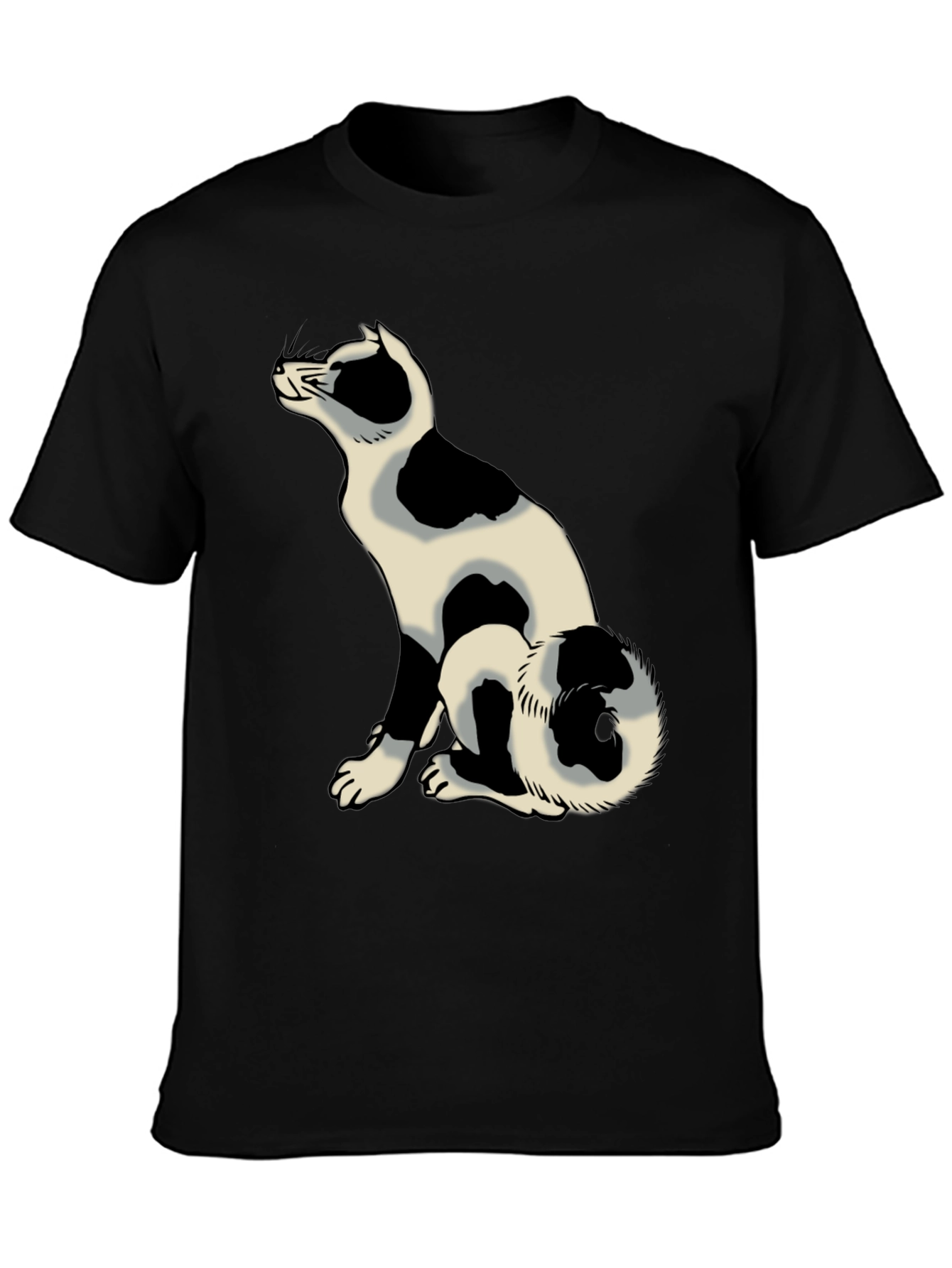 Black Black T-Shirt with Cat Graphic view 3