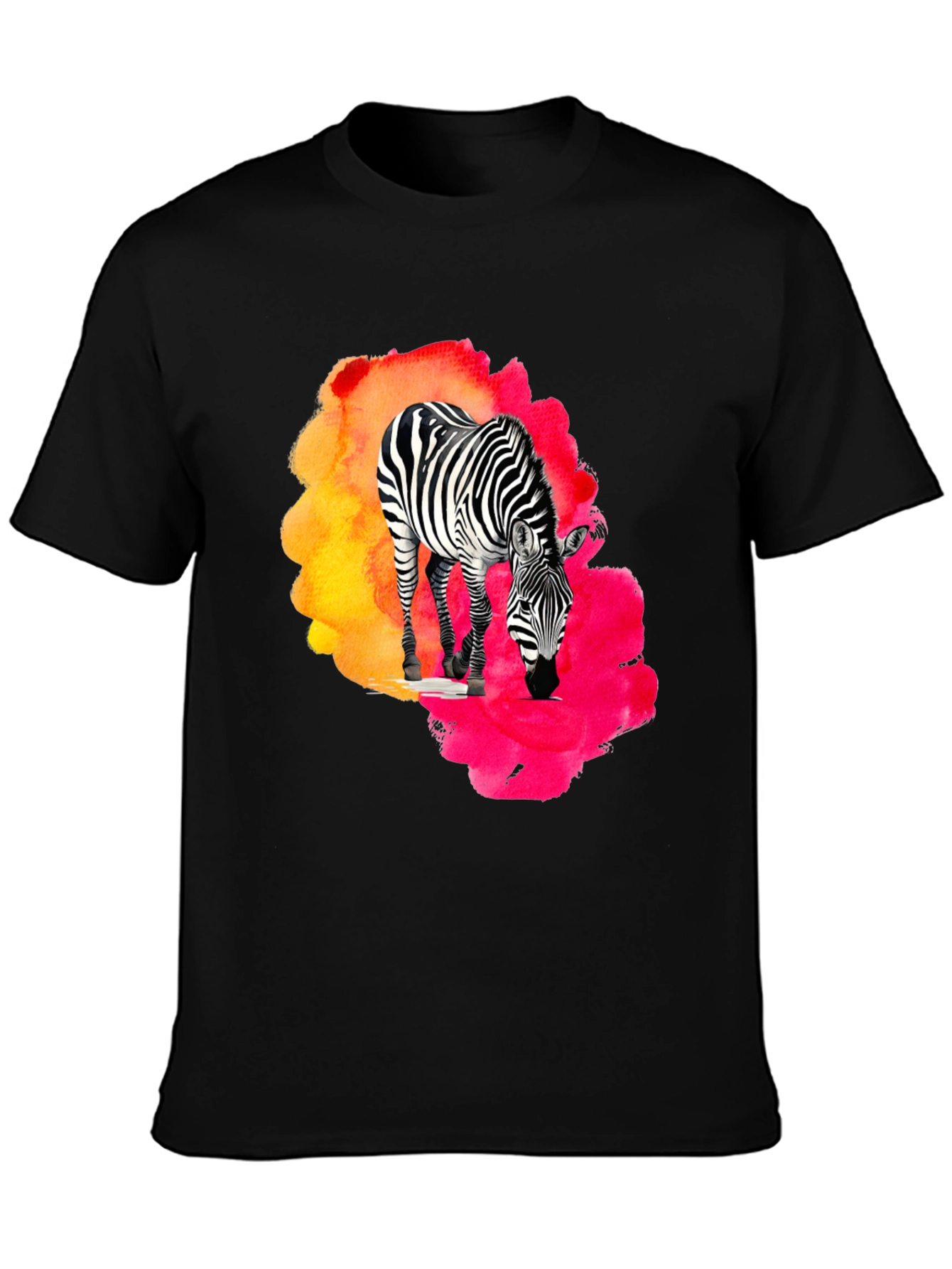 Black Zebra Splash Graphic Tee - Black Cotton Blend view 3