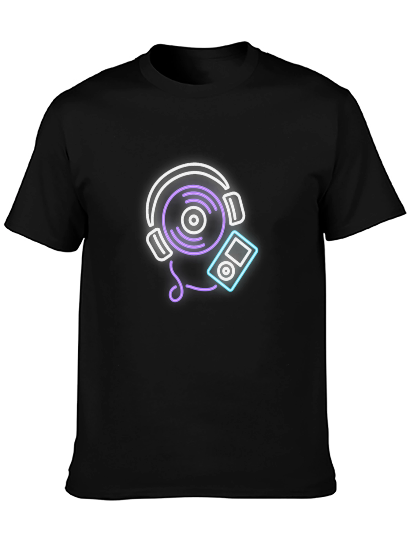 Black Neon Music Graphic Tee - Black Cotton Blend view 3