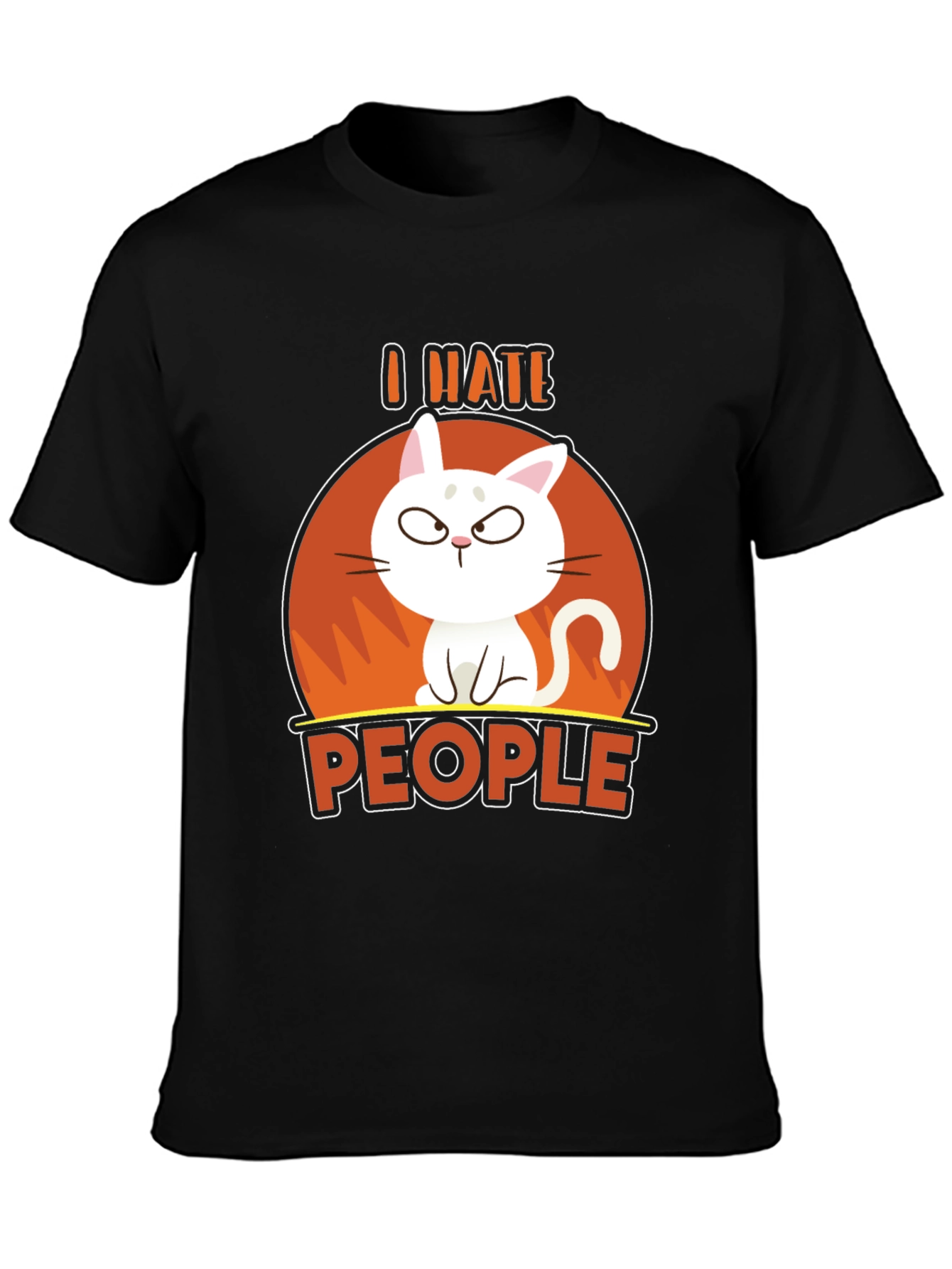 Black I Hate People Cat Graphic T-Shirt view 3