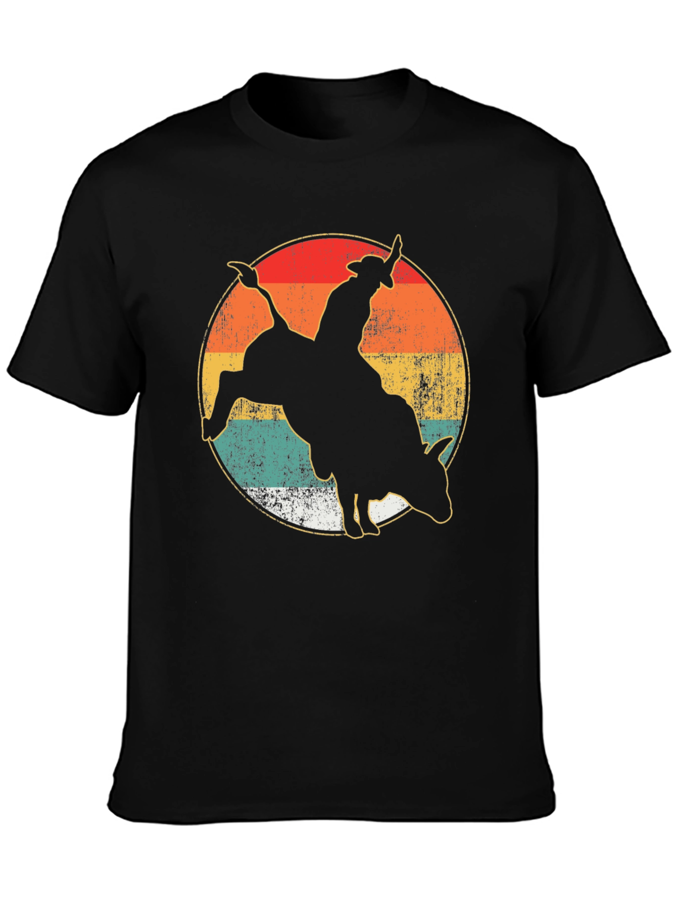 Black Retro Rodeo Bull Rider Graphic Tee view 3