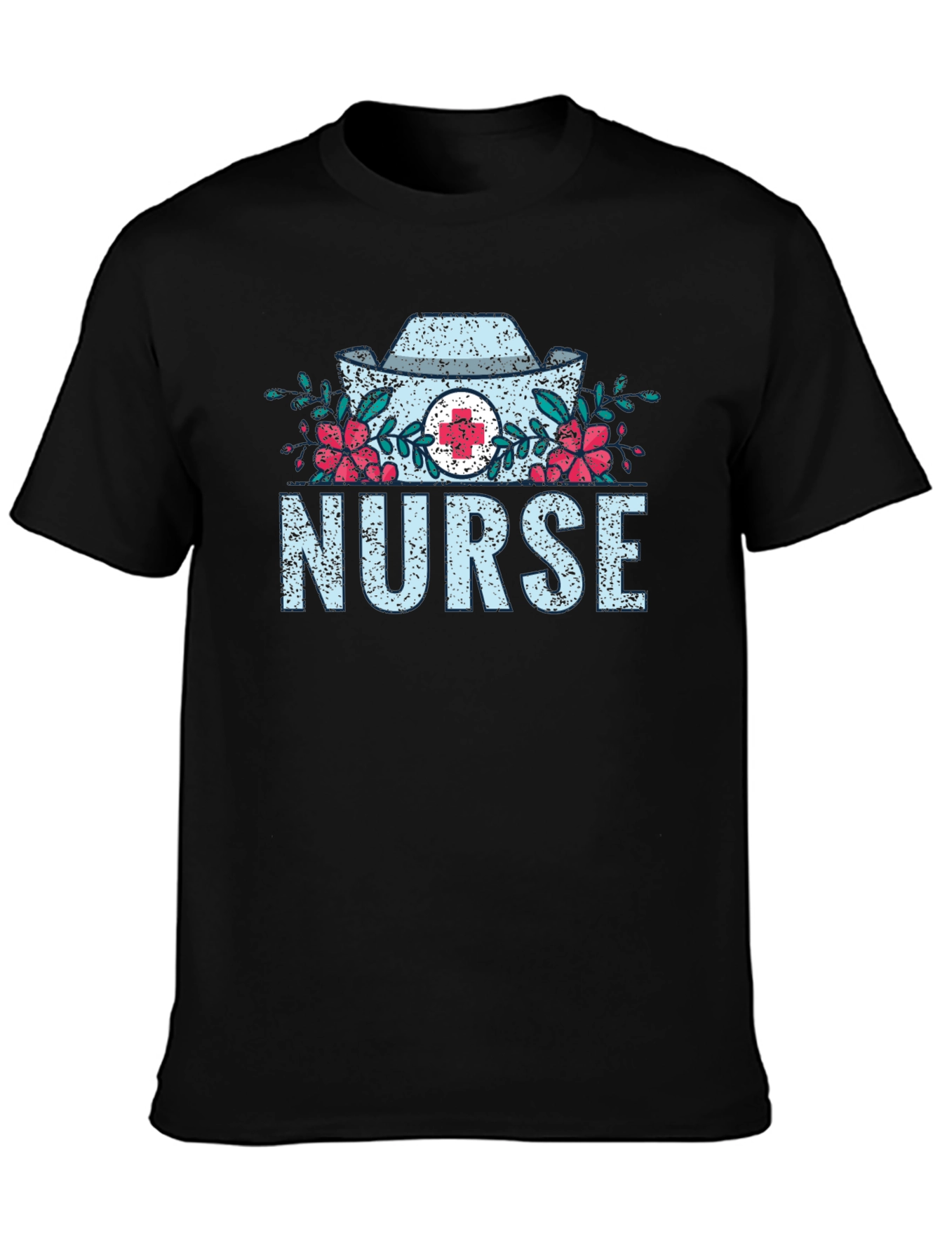 Black Nurse Floral Graphic T-Shirt - Black view 3