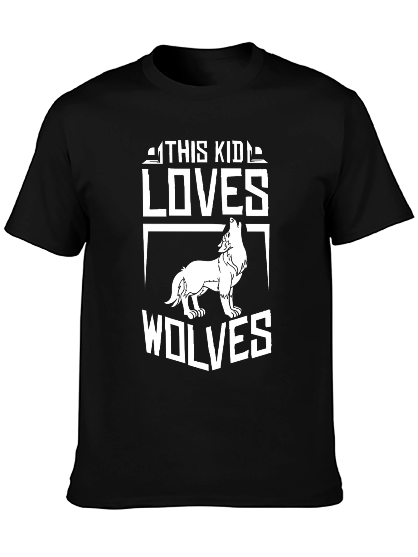 Black This Kid Loves Wolves Black Graphic T-Shirt view 3