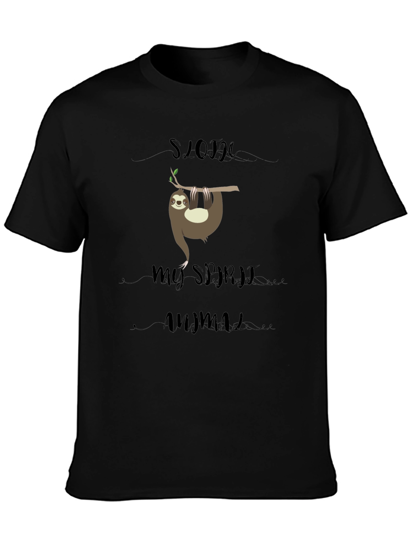 Black Sloth My Spirit Animal T-Shirt - Relaxed Fit Black Tee view 3
