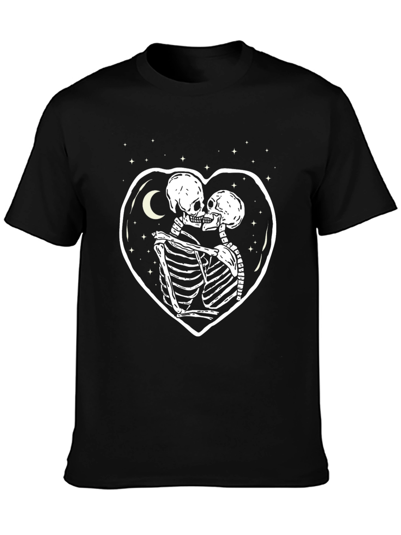 Black Skeleton Lovers T-Shirt - Gothic Valentine's Day view 3