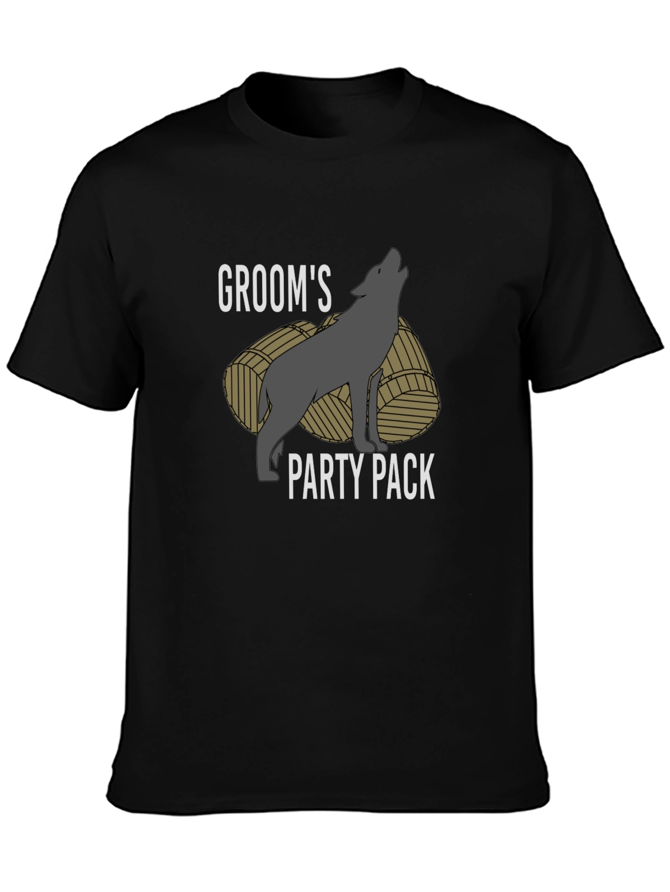 Black Groom's Party Pack T-Shirt - Wolf Design view 3